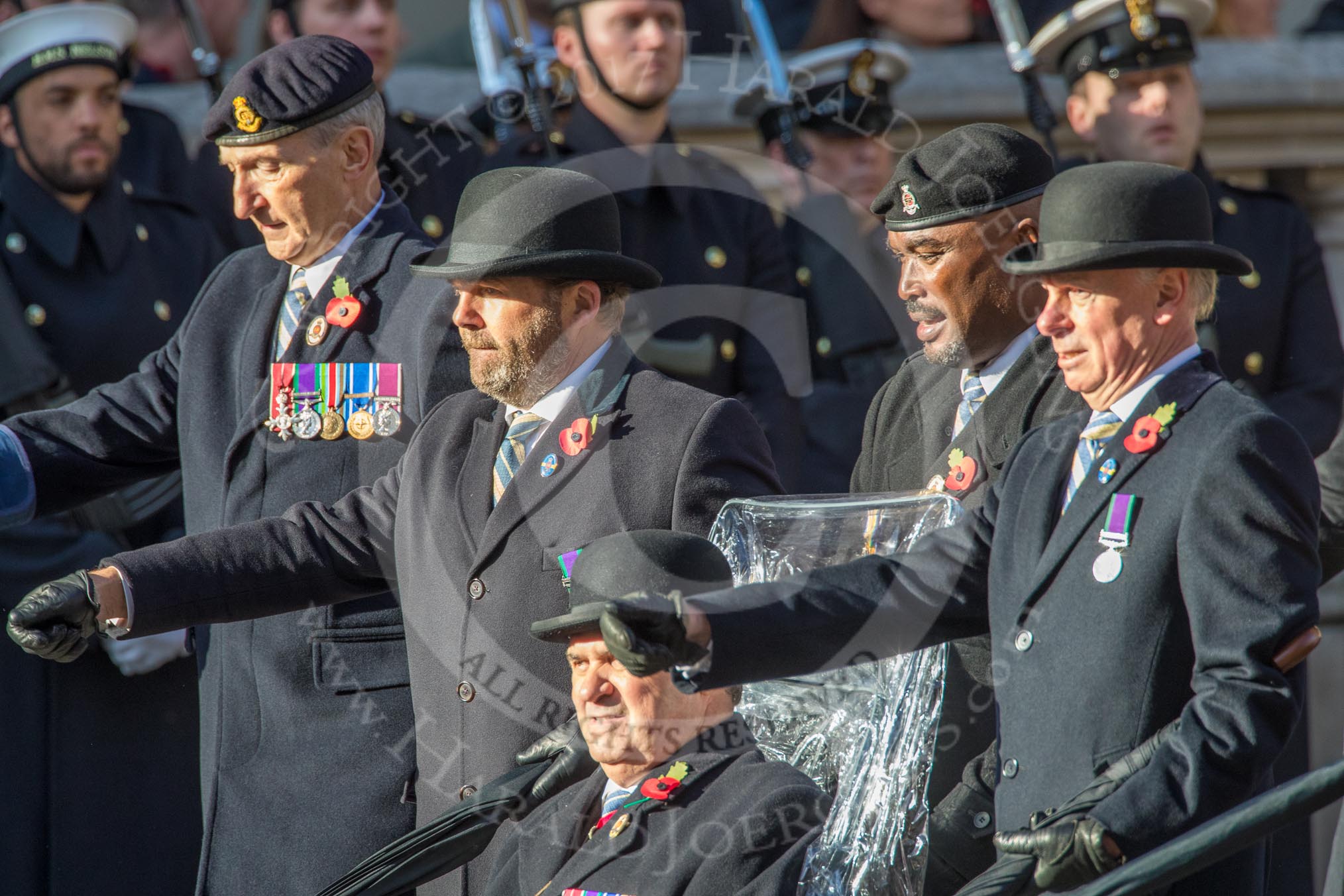 3rd Regiment Royal Horse Artillery Past and Present(Group B33, 70 members) during the Royal British Legion March Past on Remembrance Sunday at the Cenotaph, Whitehall, Westminster, London, 11 November 2018, 12:12.