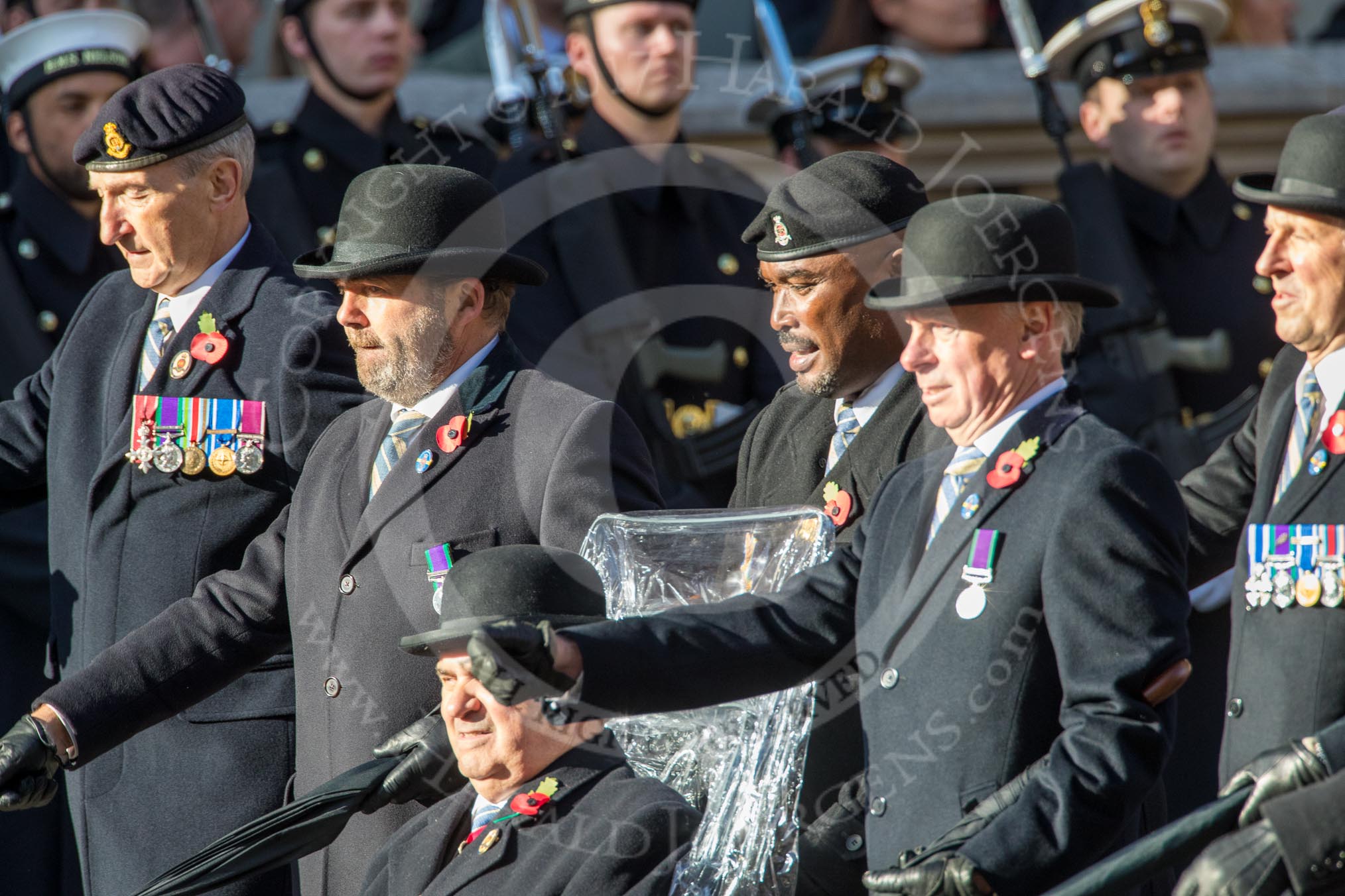 3rd Regiment Royal Horse Artillery Past and Present(Group B33, 70 members) during the Royal British Legion March Past on Remembrance Sunday at the Cenotaph, Whitehall, Westminster, London, 11 November 2018, 12:12.