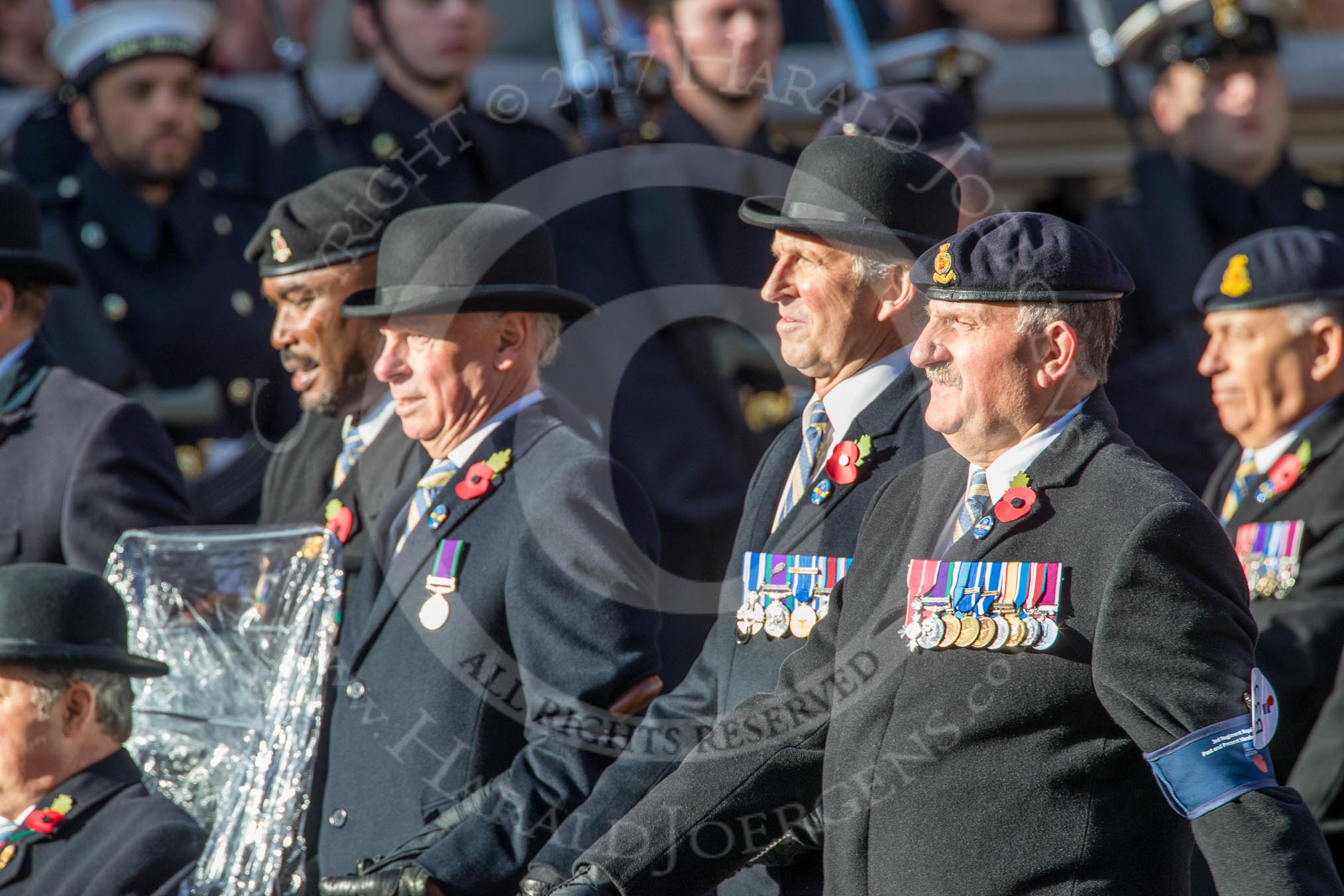 3rd Regiment Royal Horse Artillery Past and Present(Group B33, 70 members) during the Royal British Legion March Past on Remembrance Sunday at the Cenotaph, Whitehall, Westminster, London, 11 November 2018, 12:12.