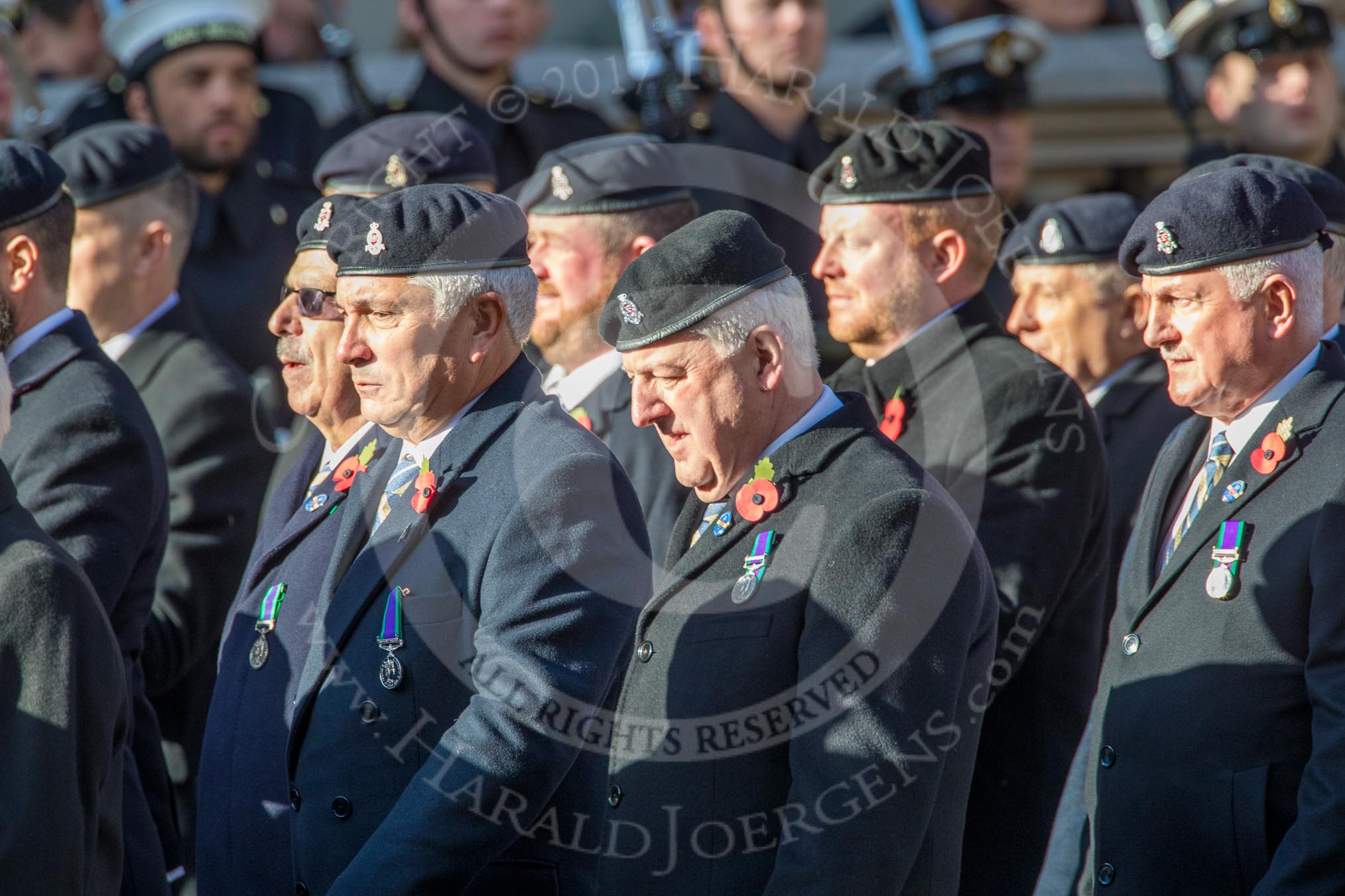 3rd Regiment Royal Horse Artillery Past and Present(Group B33, 70 members) during the Royal British Legion March Past on Remembrance Sunday at the Cenotaph, Whitehall, Westminster, London, 11 November 2018, 12:12.