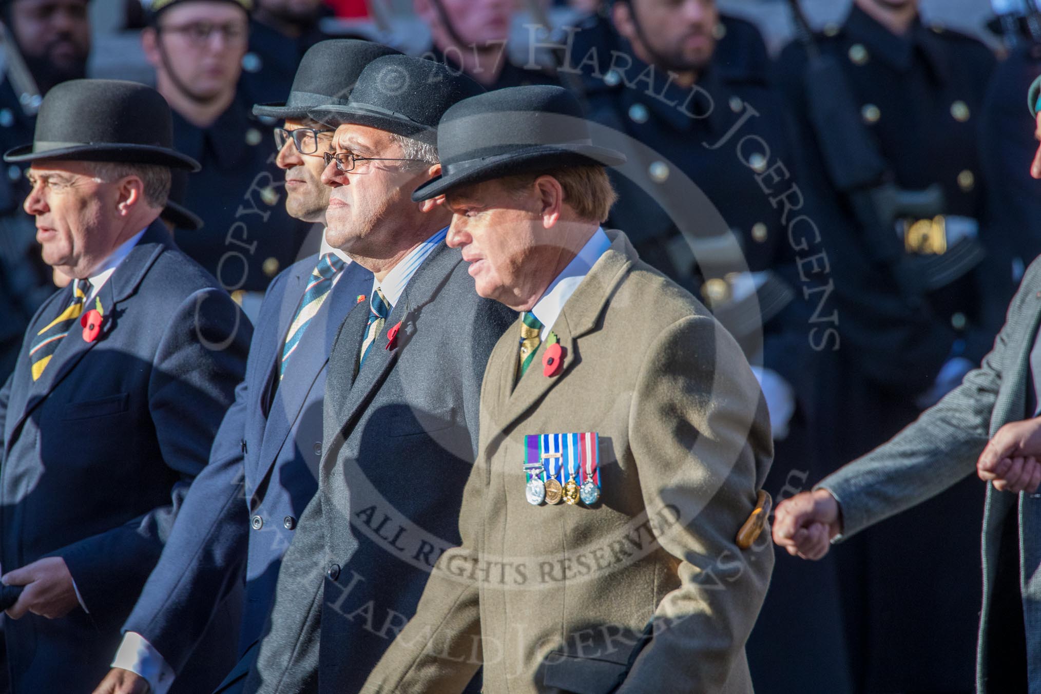 The Queen's Royal Hussars Regimental Association (Group B39, 19 members) during the Royal British Legion March Past on Remembrance Sunday at the Cenotaph, Whitehall, Westminster, London, 11 November 2018, 12:13.