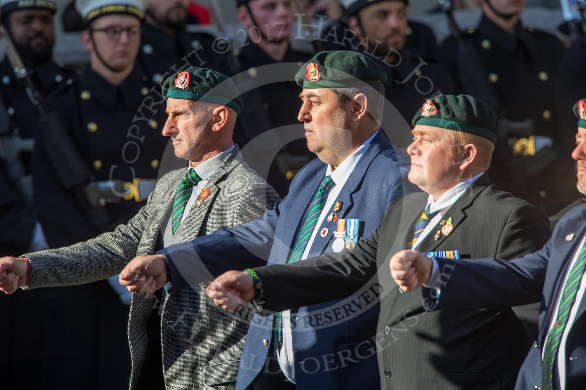 The Queen's Royal Hussars Regimental Association (Group B39, 19 members) during the Royal British Legion March Past on Remembrance Sunday at the Cenotaph, Whitehall, Westminster, London, 11 November 2018, 12:13.