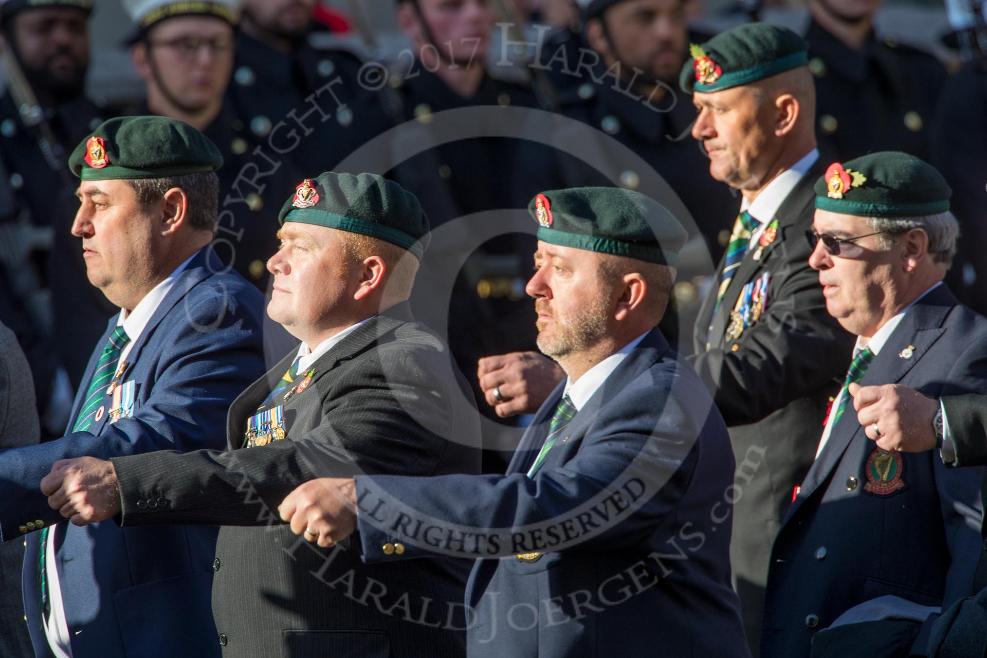 The Queen's Royal Hussars Regimental Association (Group B39, 19 members) during the Royal British Legion March Past on Remembrance Sunday at the Cenotaph, Whitehall, Westminster, London, 11 November 2018, 12:13.