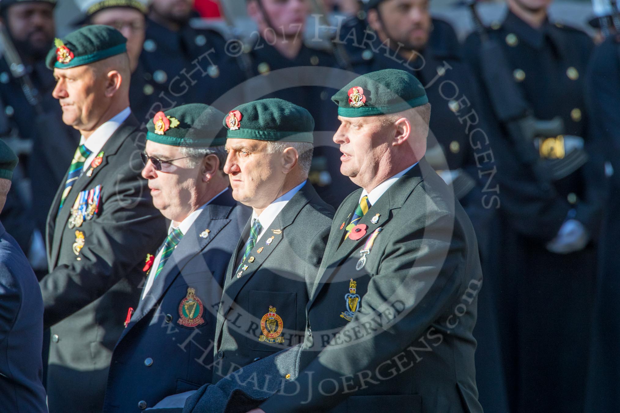 The Queen's Royal Hussars Regimental Association (Group B39, 19 members) during the Royal British Legion March Past on Remembrance Sunday at the Cenotaph, Whitehall, Westminster, London, 11 November 2018, 12:13.