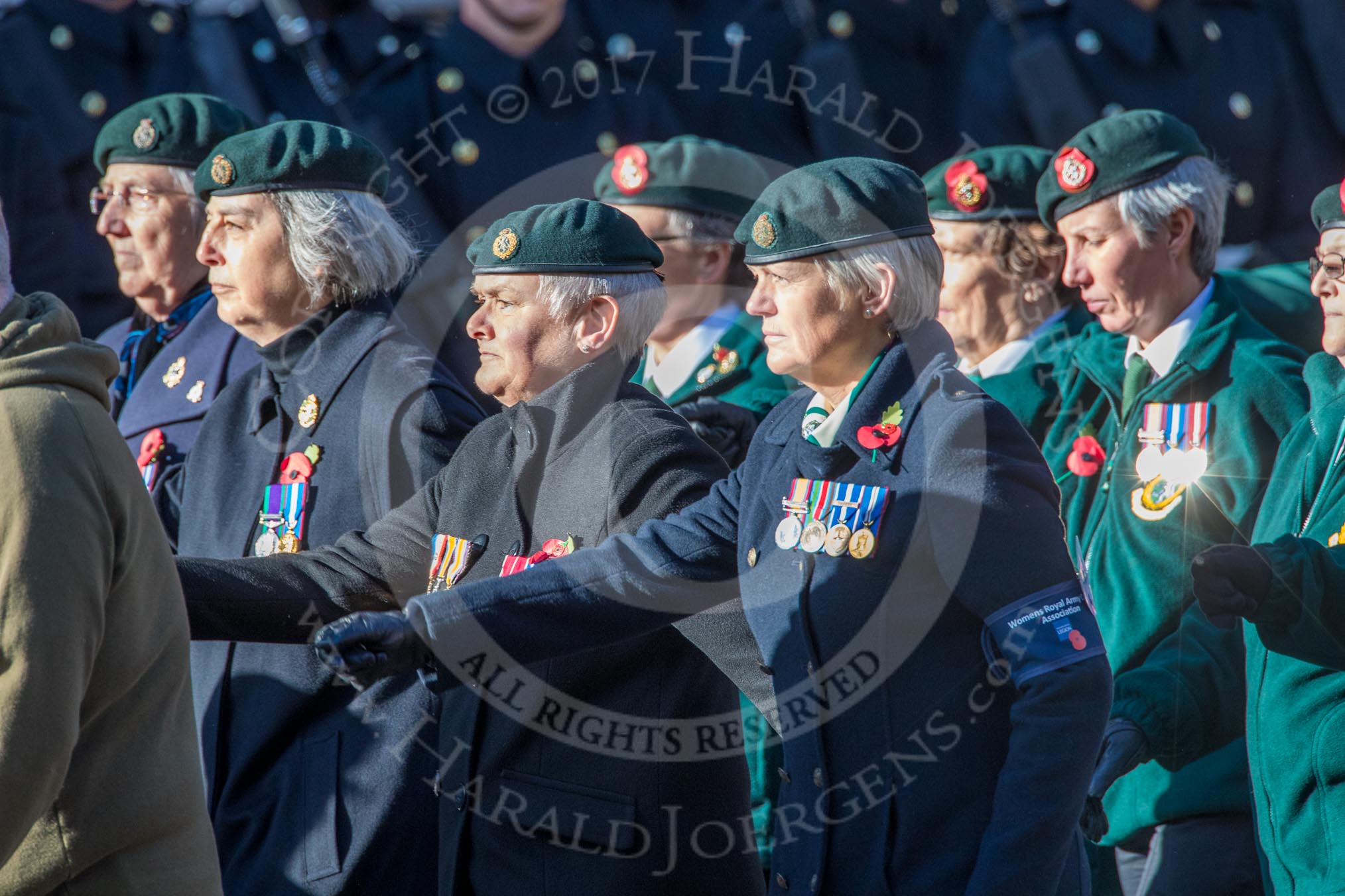 WRAC Association (Group B40, 95 members) during the Royal British Legion March Past on Remembrance Sunday at the Cenotaph, Whitehall, Westminster, London, 11 November 2018, 12:13.