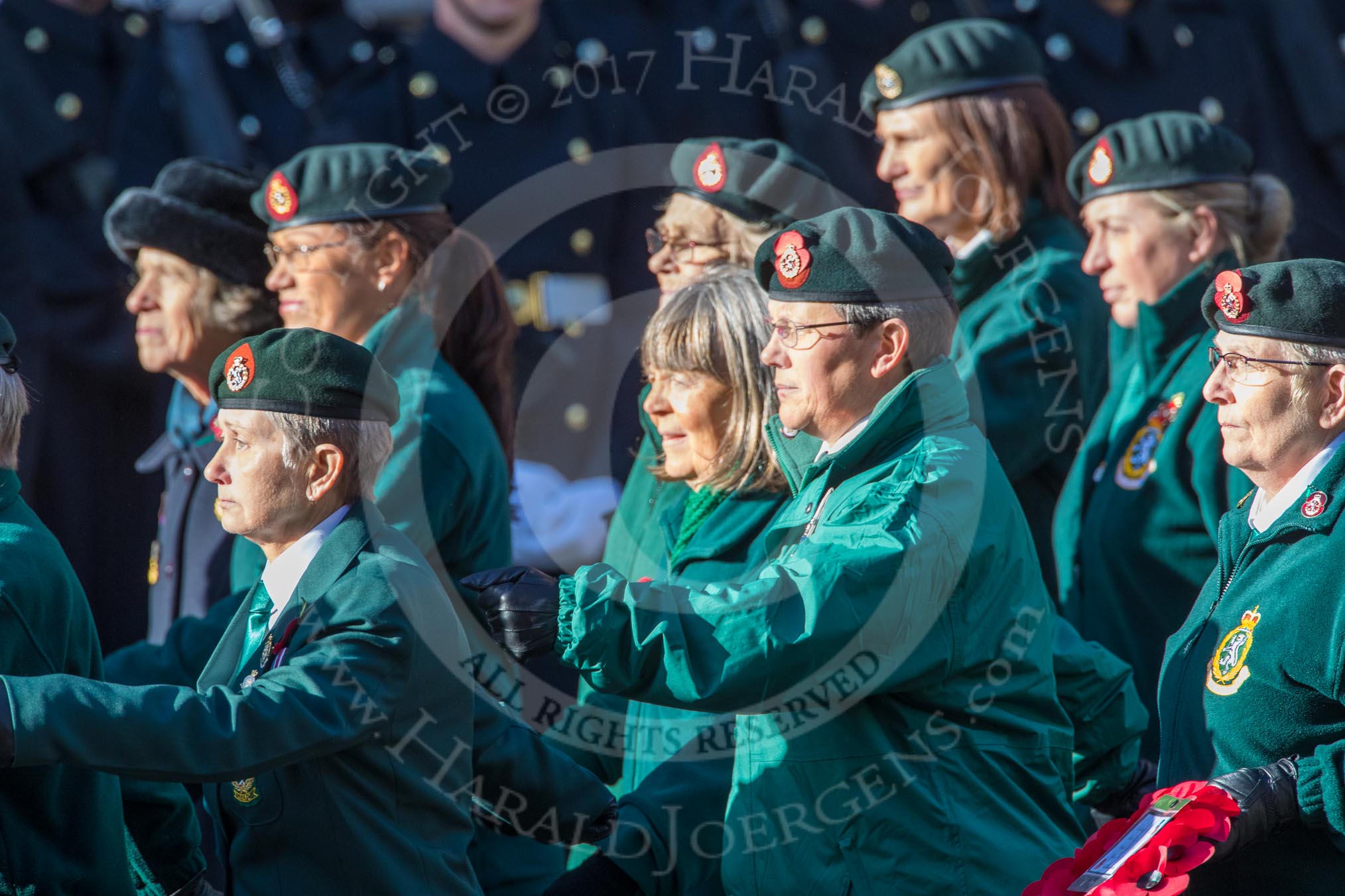 WRAC Association (Group B40, 95 members) during the Royal British Legion March Past on Remembrance Sunday at the Cenotaph, Whitehall, Westminster, London, 11 November 2018, 12:13.