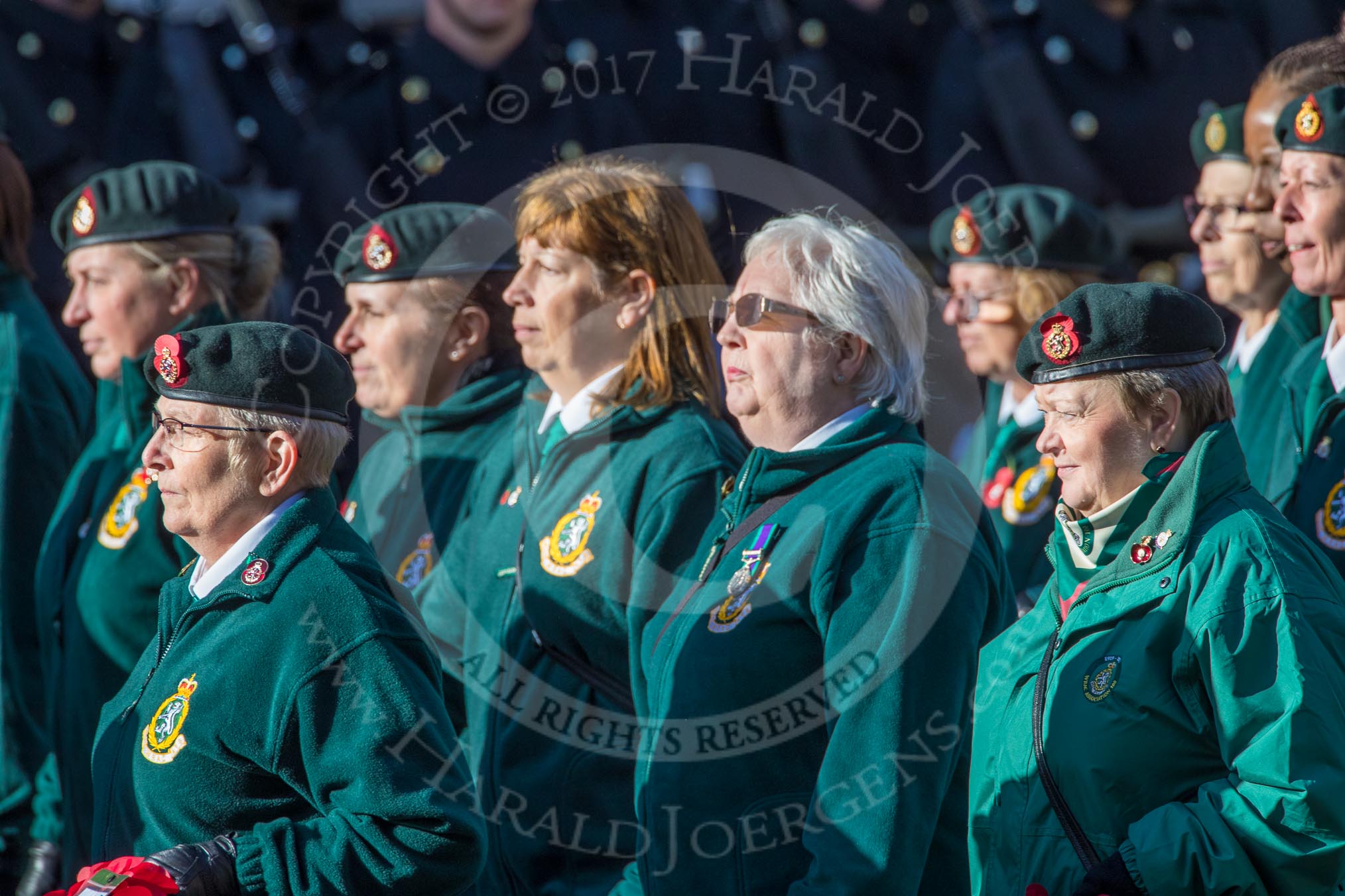 WRAC Association (Group B40, 95 members) during the Royal British Legion March Past on Remembrance Sunday at the Cenotaph, Whitehall, Westminster, London, 11 November 2018, 12:13.