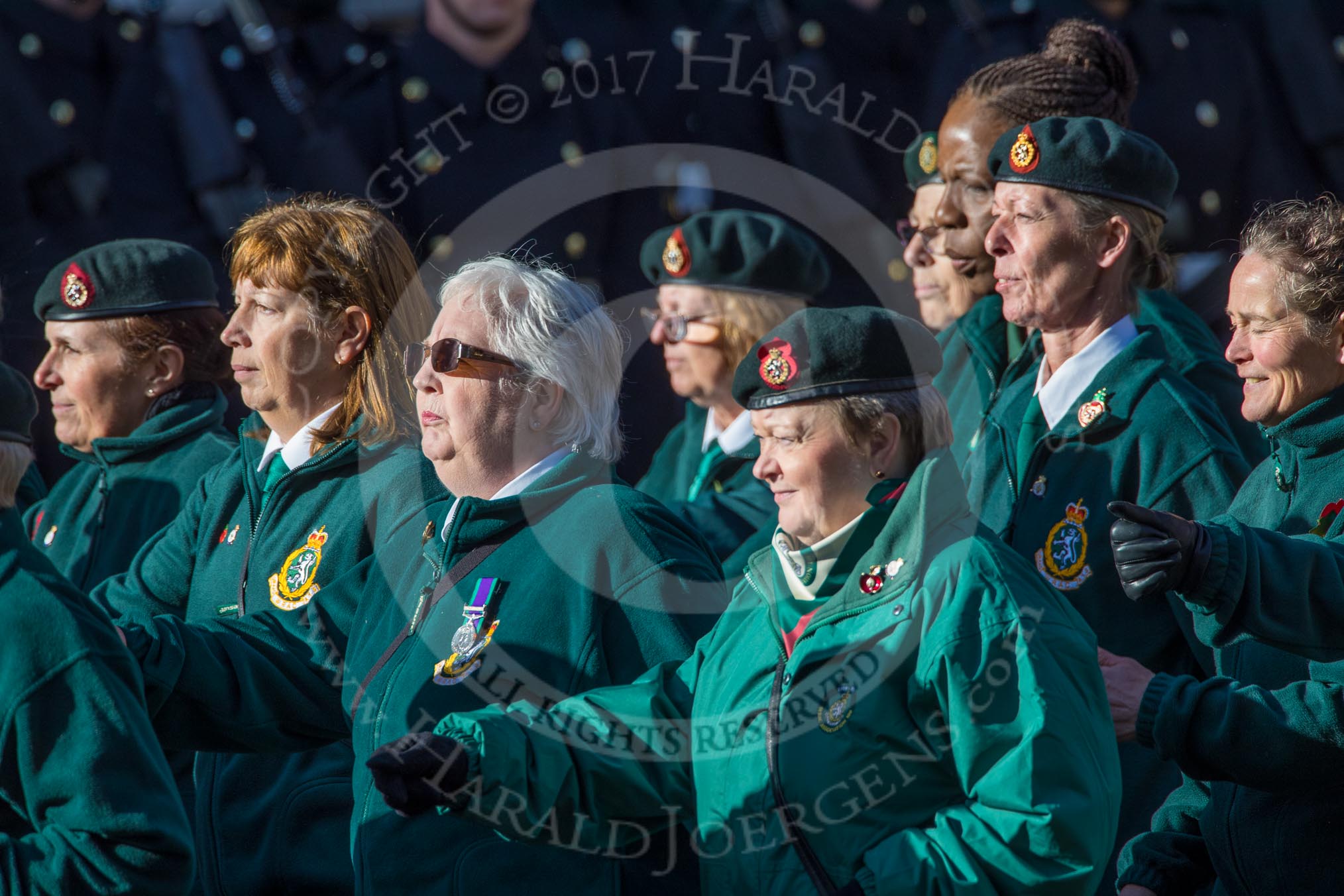 WRAC Association (Group B40, 95 members) during the Royal British Legion March Past on Remembrance Sunday at the Cenotaph, Whitehall, Westminster, London, 11 November 2018, 12:13.