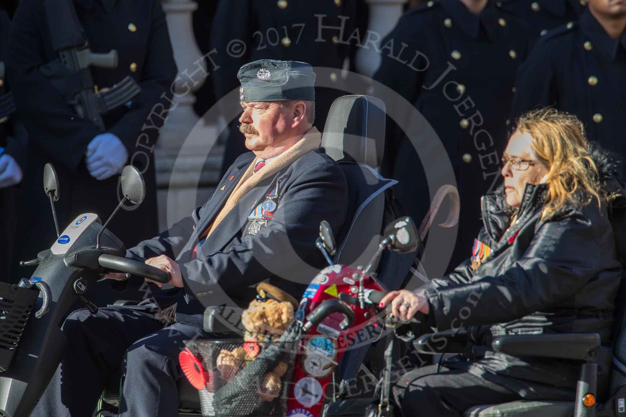 Royal Air Forces Association (Group C1, 155 members) during the Royal British Legion March Past on Remembrance Sunday at the Cenotaph, Whitehall, Westminster, London, 11 November 2018, 12:14.