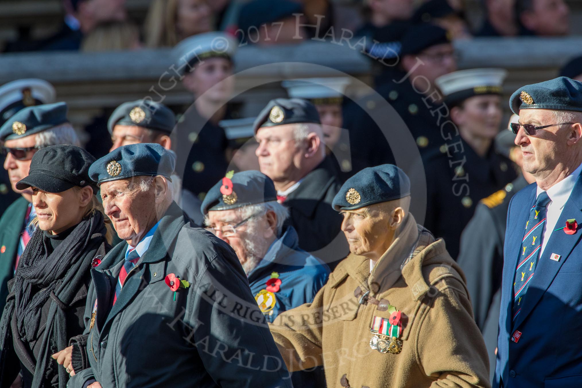 Royal Air Forces Association (Group C1, 155 members) during the Royal British Legion March Past on Remembrance Sunday at the Cenotaph, Whitehall, Westminster, London, 11 November 2018, 12:14.