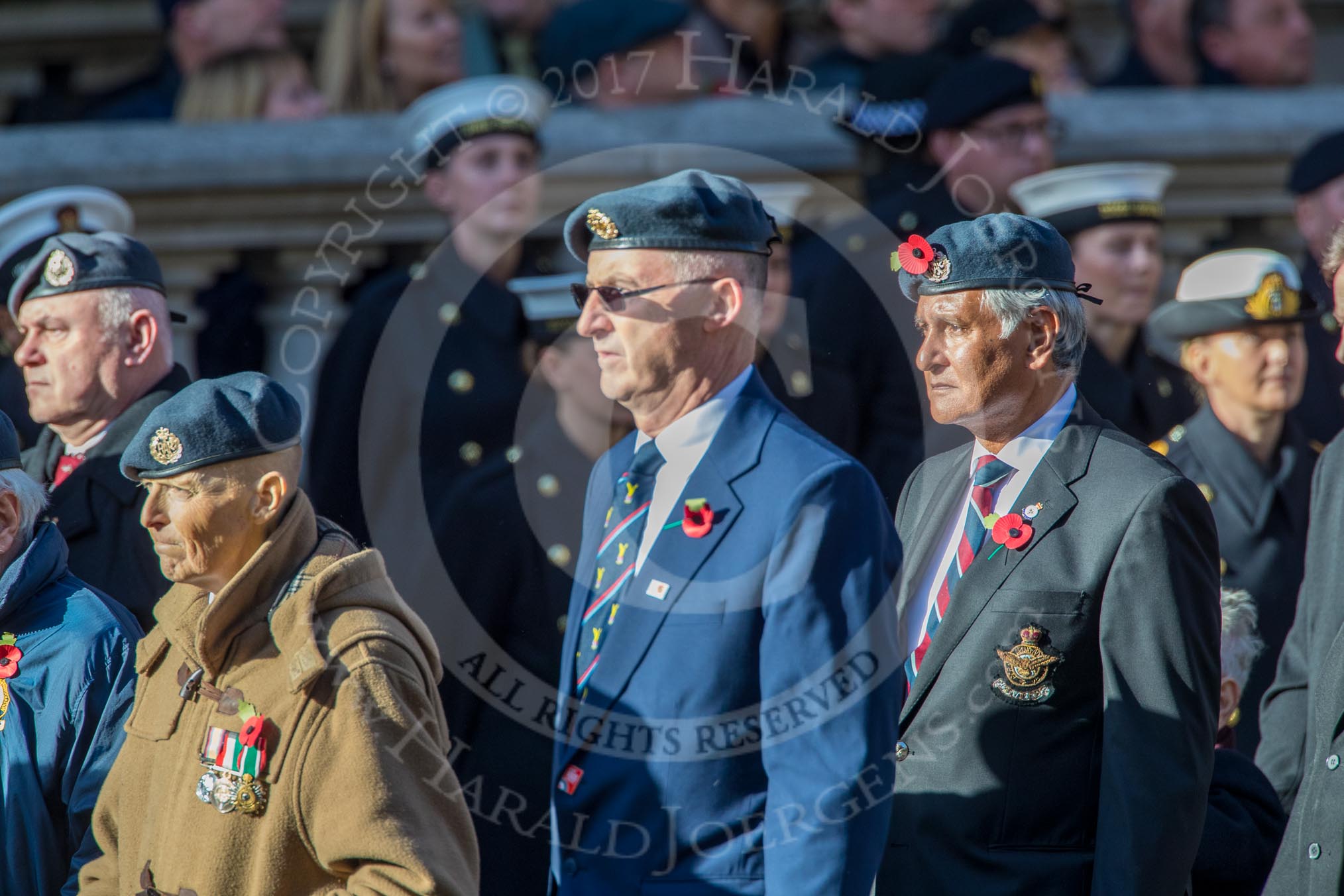 Royal Air Forces Association (Group C1, 155 members) during the Royal British Legion March Past on Remembrance Sunday at the Cenotaph, Whitehall, Westminster, London, 11 November 2018, 12:14.