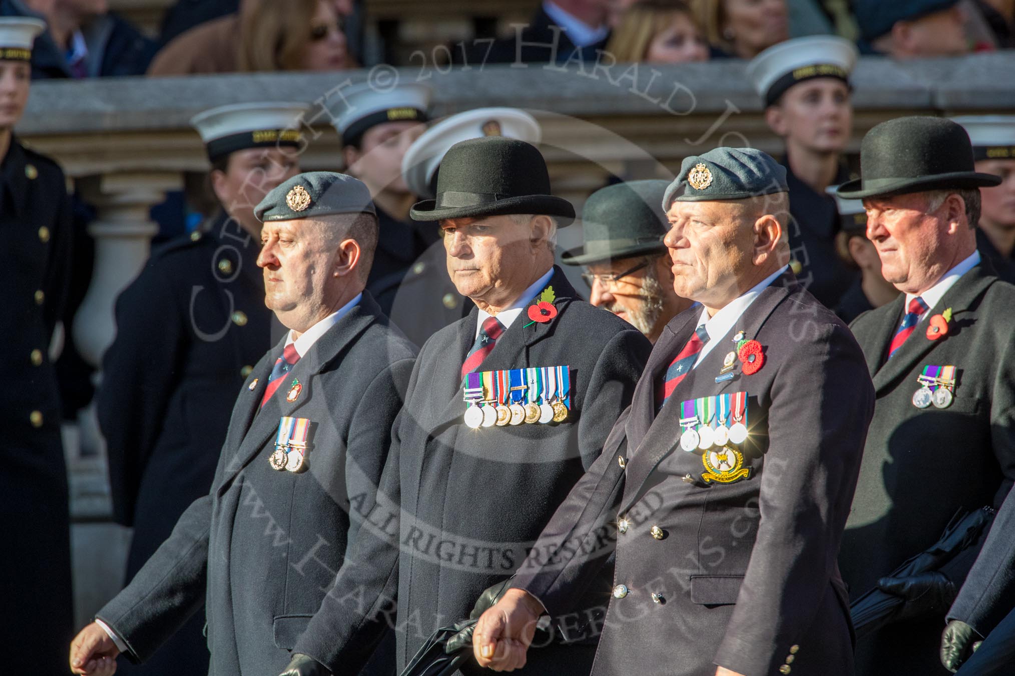 Royal Air Force Regiment Association (Group C3, 175 members) during the Royal British Legion March Past on Remembrance Sunday at the Cenotaph, Whitehall, Westminster, London, 11 November 2018, 12:14.