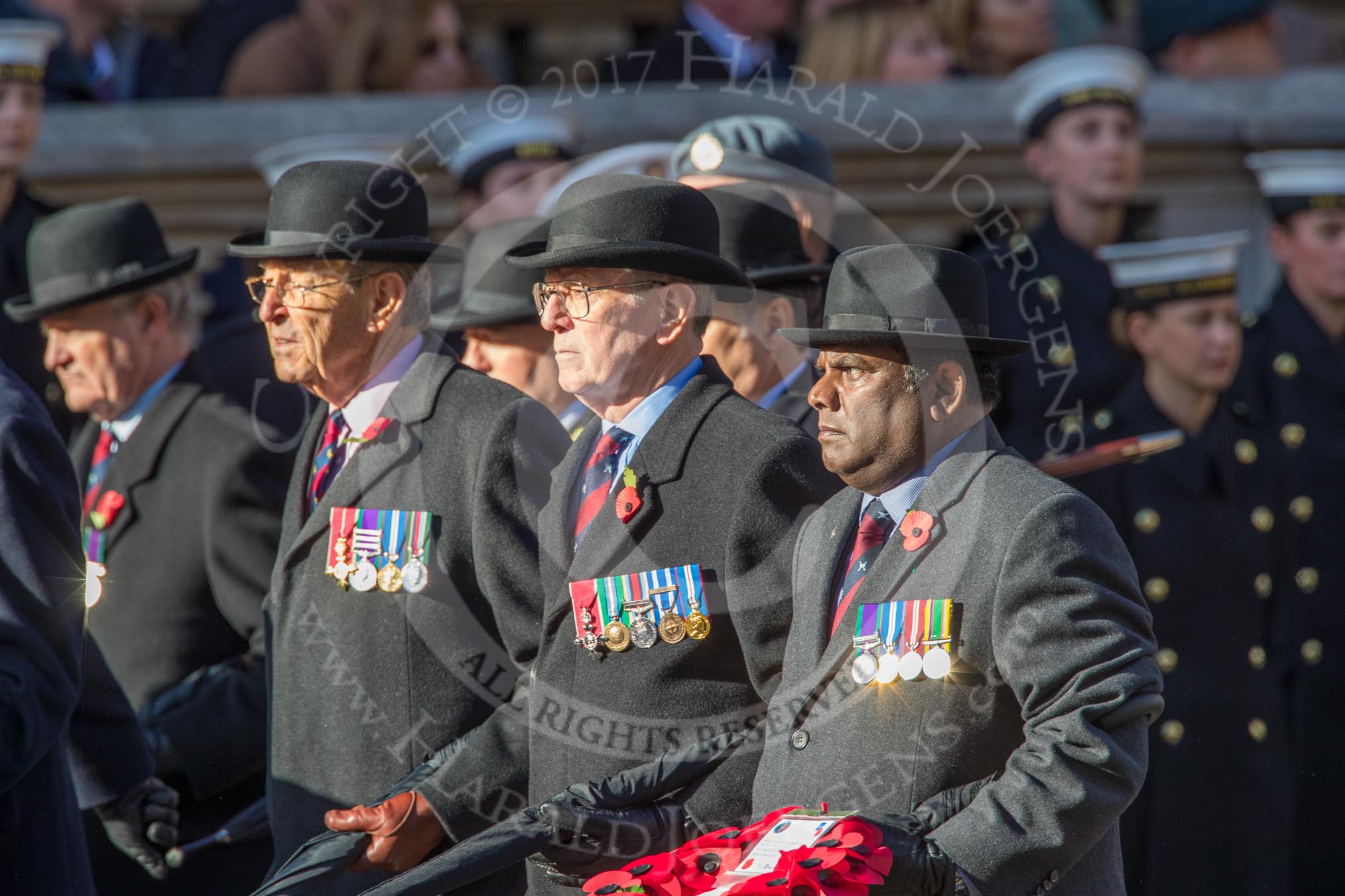 Royal Air Force Regiment Association (Group C3, 175 members) during the Royal British Legion March Past on Remembrance Sunday at the Cenotaph, Whitehall, Westminster, London, 11 November 2018, 12:14.