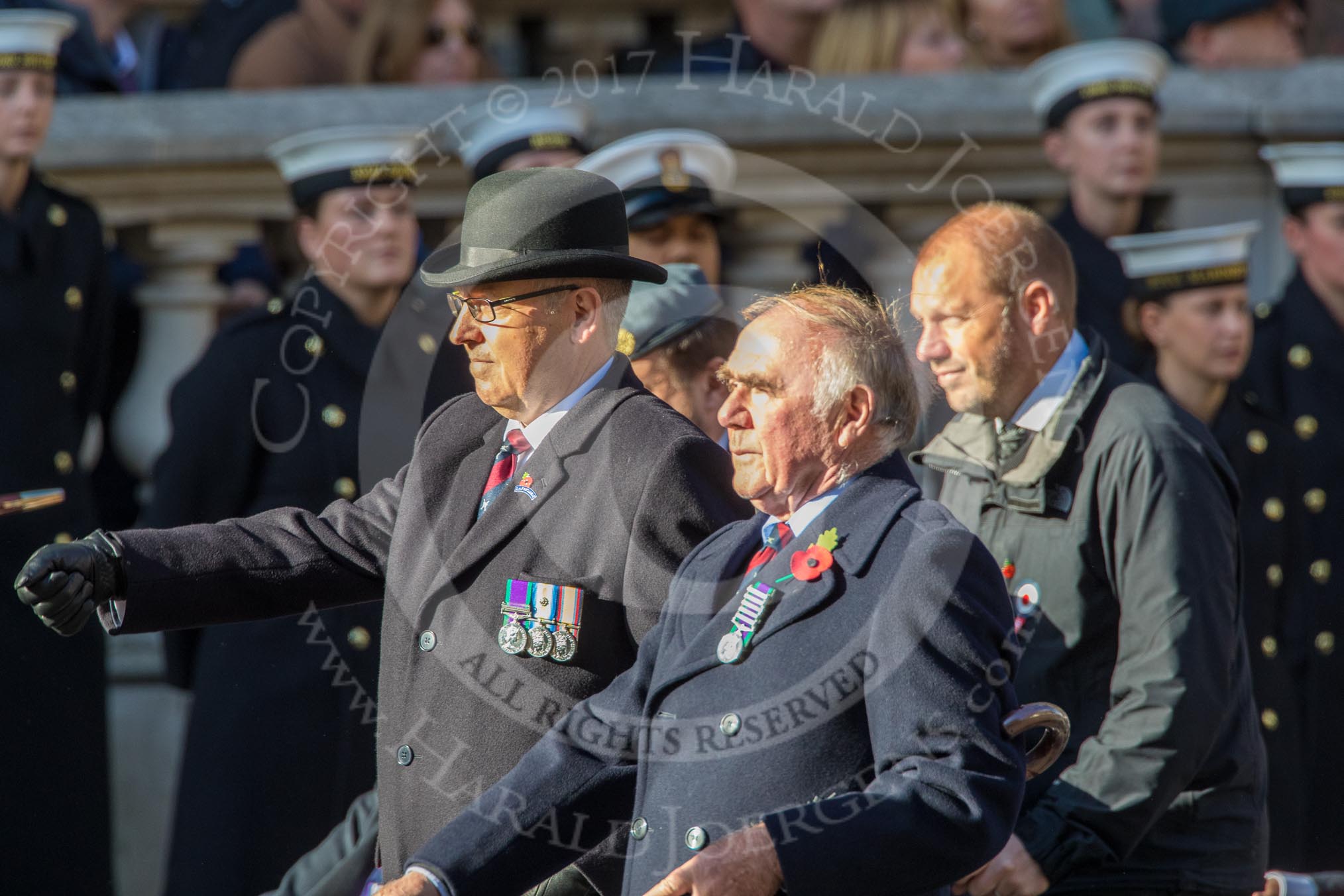 Royal Air Force Regiment Association (Group C3, 175 members) during the Royal British Legion March Past on Remembrance Sunday at the Cenotaph, Whitehall, Westminster, London, 11 November 2018, 12:14.