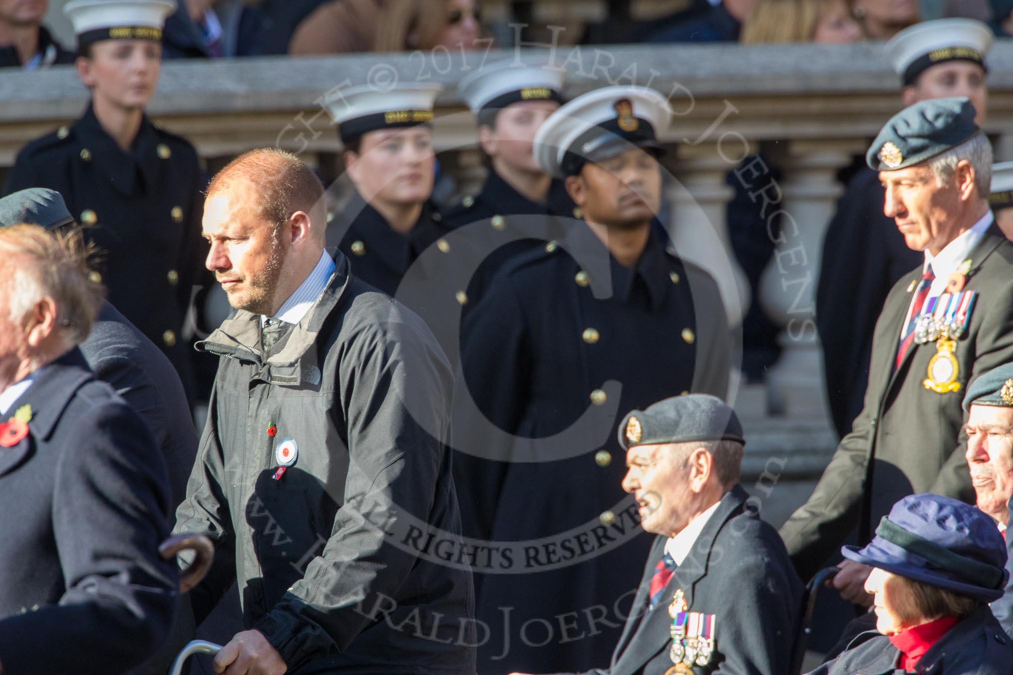 Royal Air Force Regiment Association (Group C3, 175 members) during the Royal British Legion March Past on Remembrance Sunday at the Cenotaph, Whitehall, Westminster, London, 11 November 2018, 12:14.