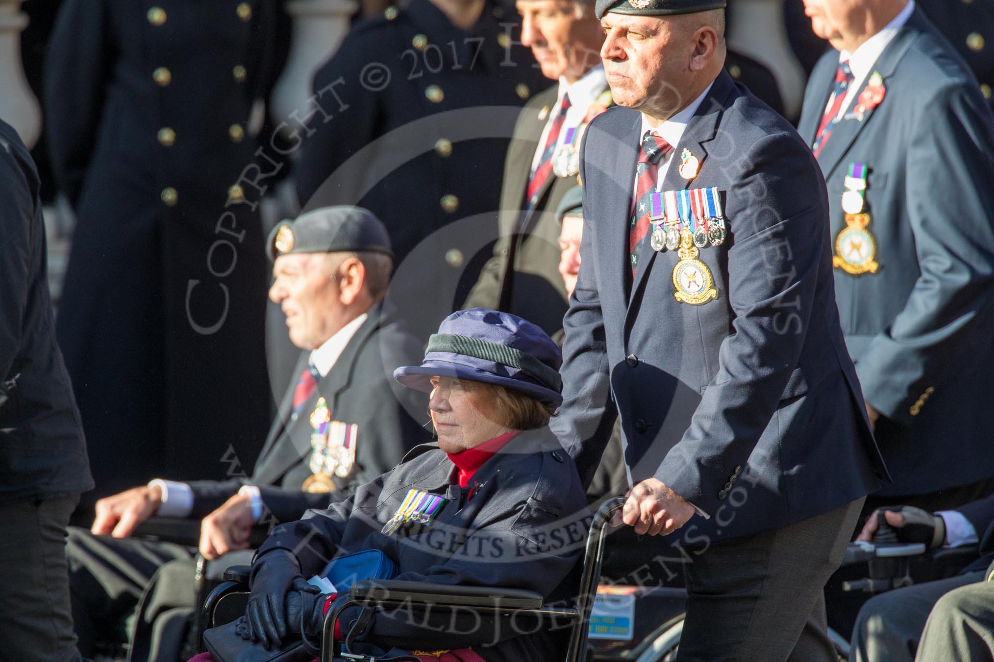 Royal Air Force Regiment Association (Group C3, 175 members) during the Royal British Legion March Past on Remembrance Sunday at the Cenotaph, Whitehall, Westminster, London, 11 November 2018, 12:14.