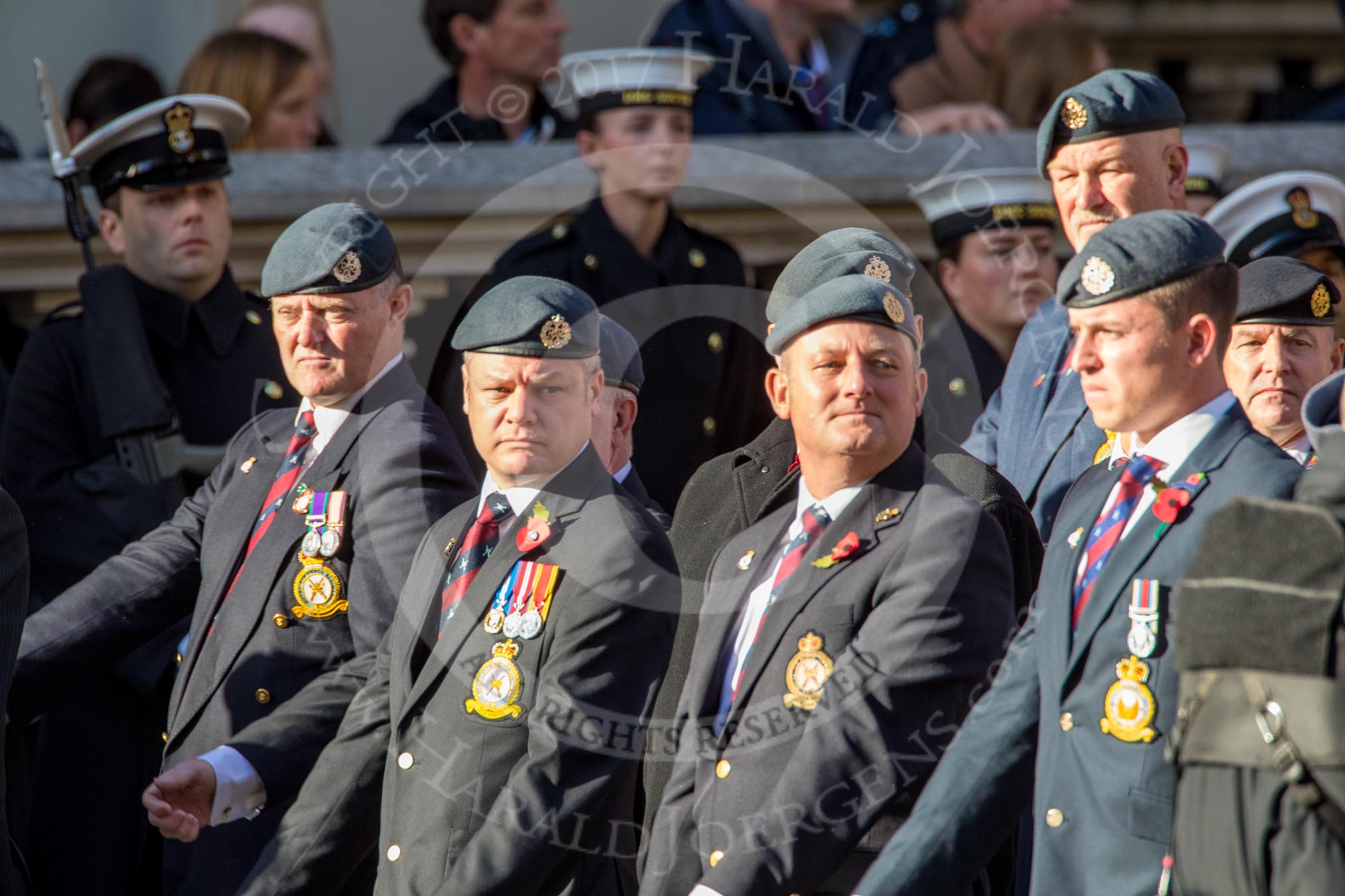 Royal Air Force Regiment Association (Group C3, 175 members) during the Royal British Legion March Past on Remembrance Sunday at the Cenotaph, Whitehall, Westminster, London, 11 November 2018, 12:14.