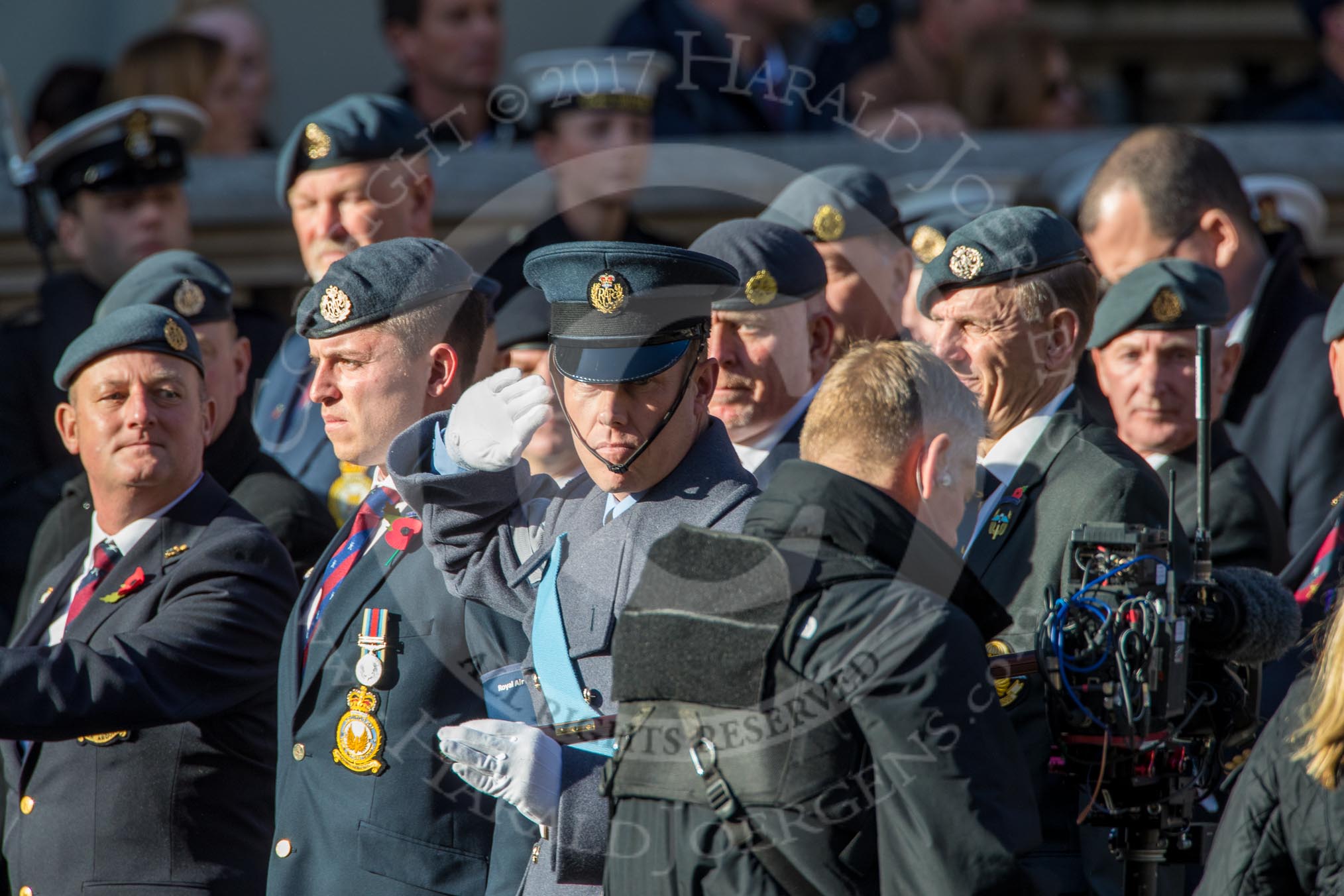 Royal Air Force Regiment Association (Group C3, 175 members) during the Royal British Legion March Past on Remembrance Sunday at the Cenotaph, Whitehall, Westminster, London, 11 November 2018, 12:14.