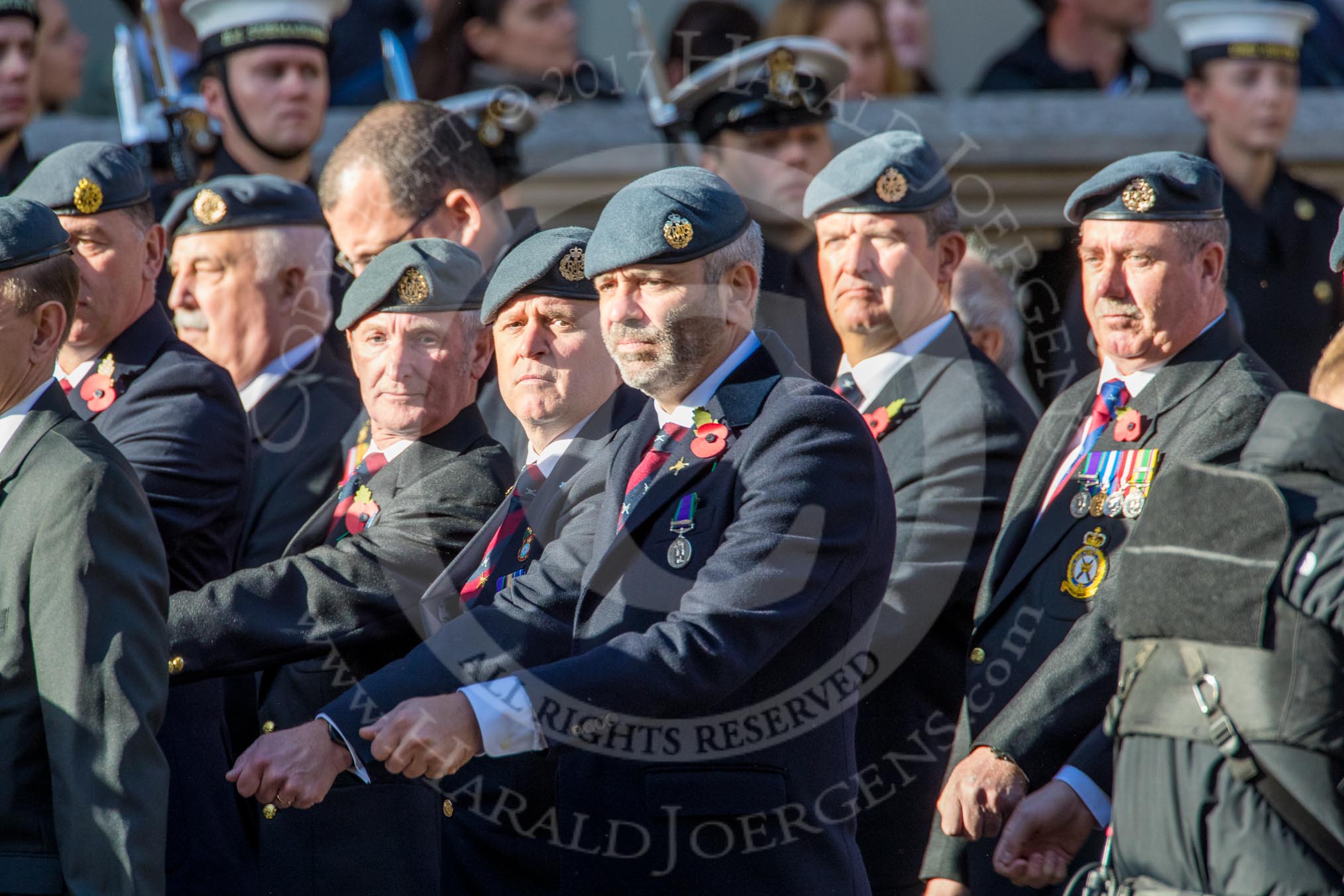 Royal Air Force Regiment Association (Group C3, 175 members) during the Royal British Legion March Past on Remembrance Sunday at the Cenotaph, Whitehall, Westminster, London, 11 November 2018, 12:14.