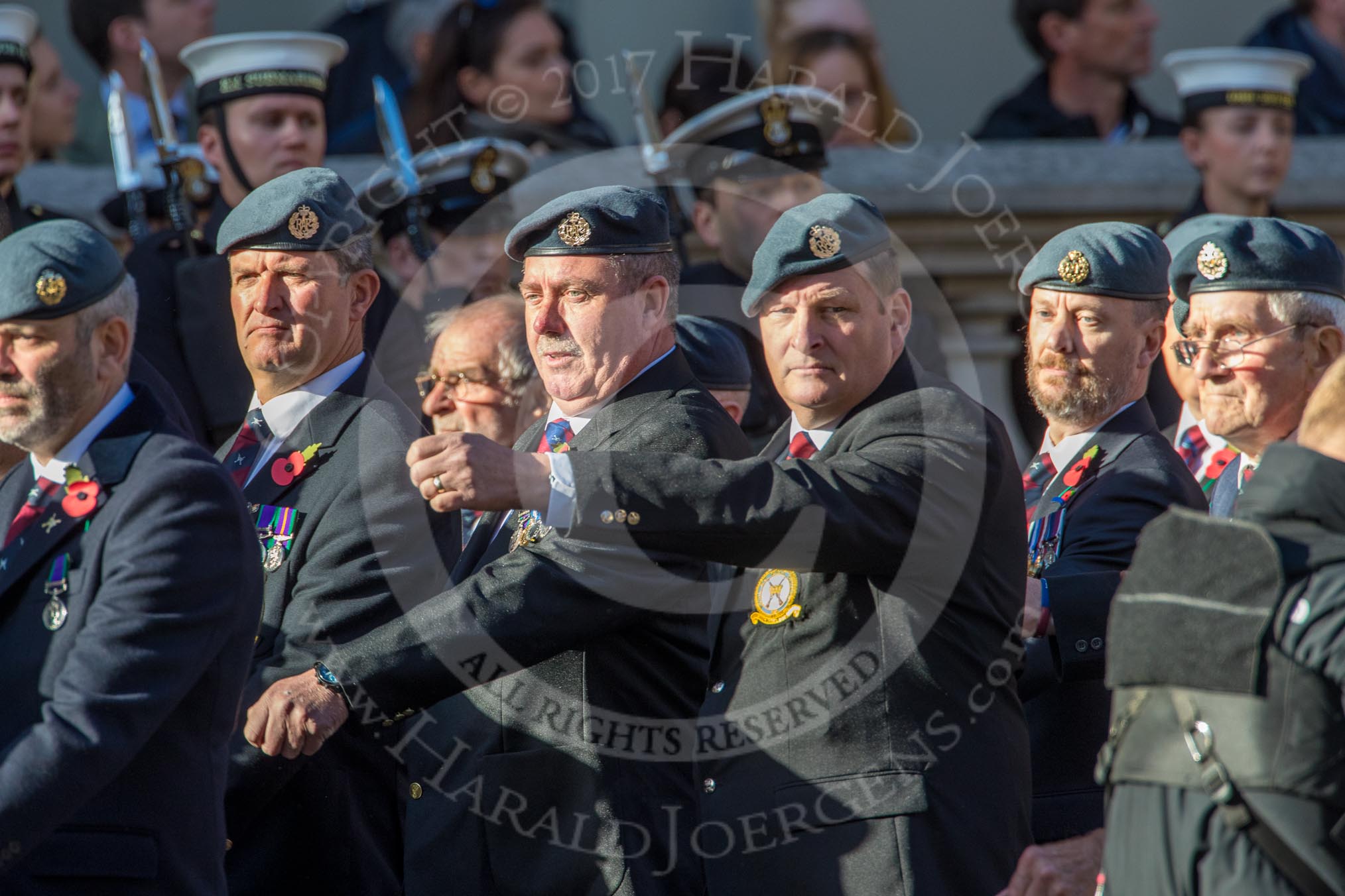 Royal Air Force Regiment Association (Group C3, 175 members) during the Royal British Legion March Past on Remembrance Sunday at the Cenotaph, Whitehall, Westminster, London, 11 November 2018, 12:14.