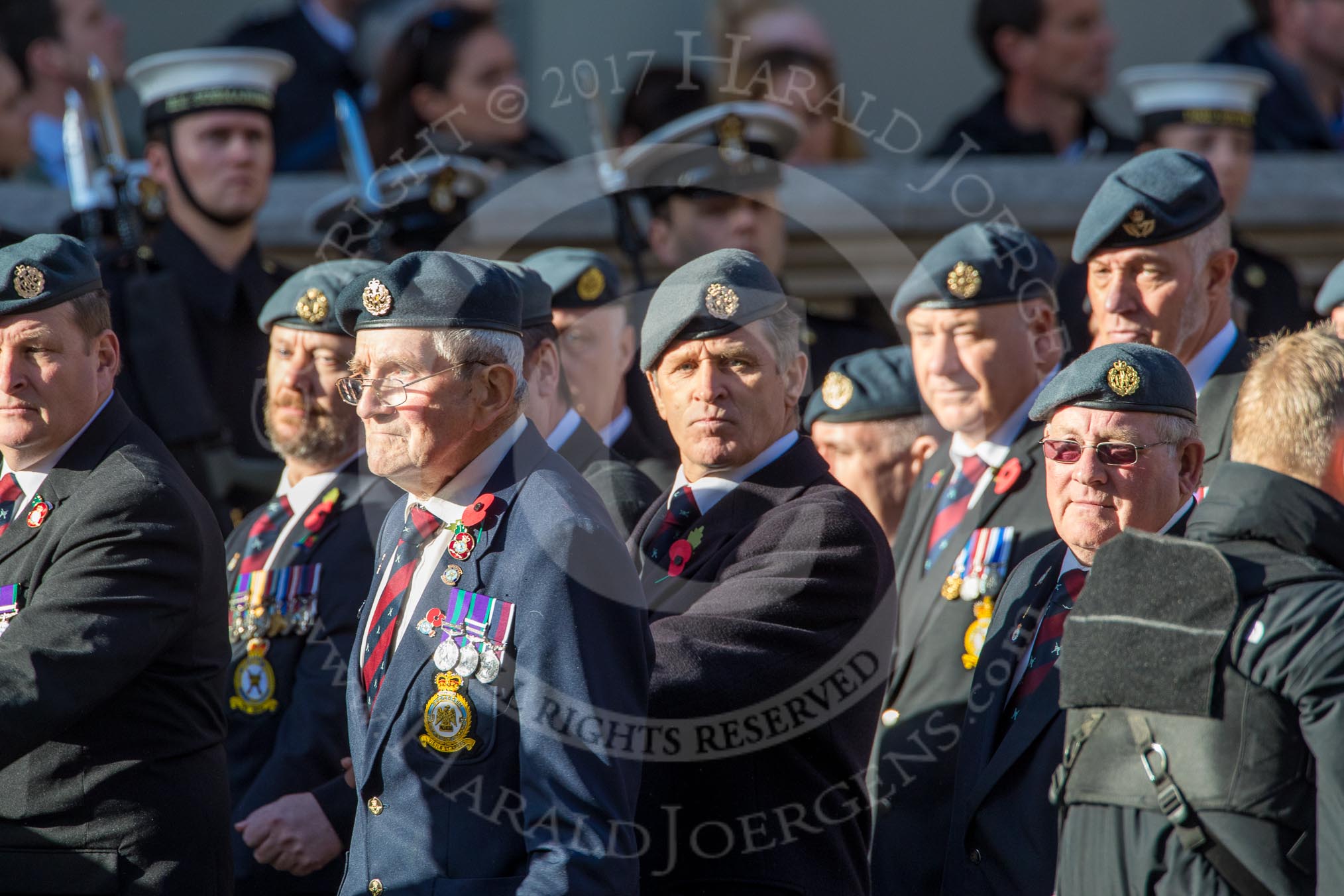 Royal Air Force Regiment Association (Group C3, 175 members) during the Royal British Legion March Past on Remembrance Sunday at the Cenotaph, Whitehall, Westminster, London, 11 November 2018, 12:14.