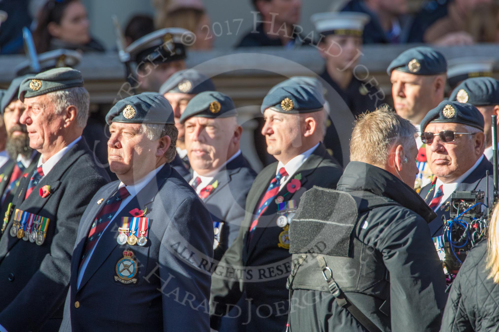 Royal Air Force Regiment Association (Group C3, 175 members) during the Royal British Legion March Past on Remembrance Sunday at the Cenotaph, Whitehall, Westminster, London, 11 November 2018, 12:15.