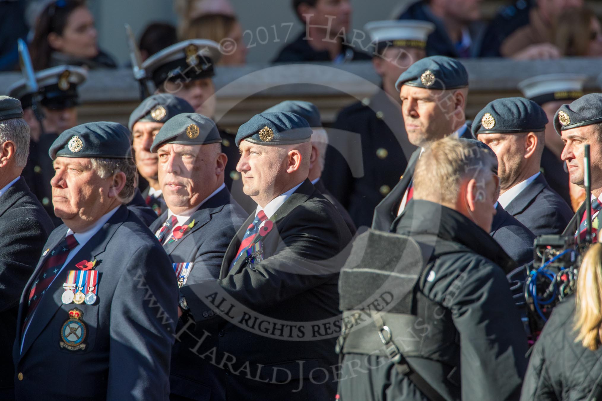 Royal Air Force Regiment Association (Group C3, 175 members) during the Royal British Legion March Past on Remembrance Sunday at the Cenotaph, Whitehall, Westminster, London, 11 November 2018, 12:15.