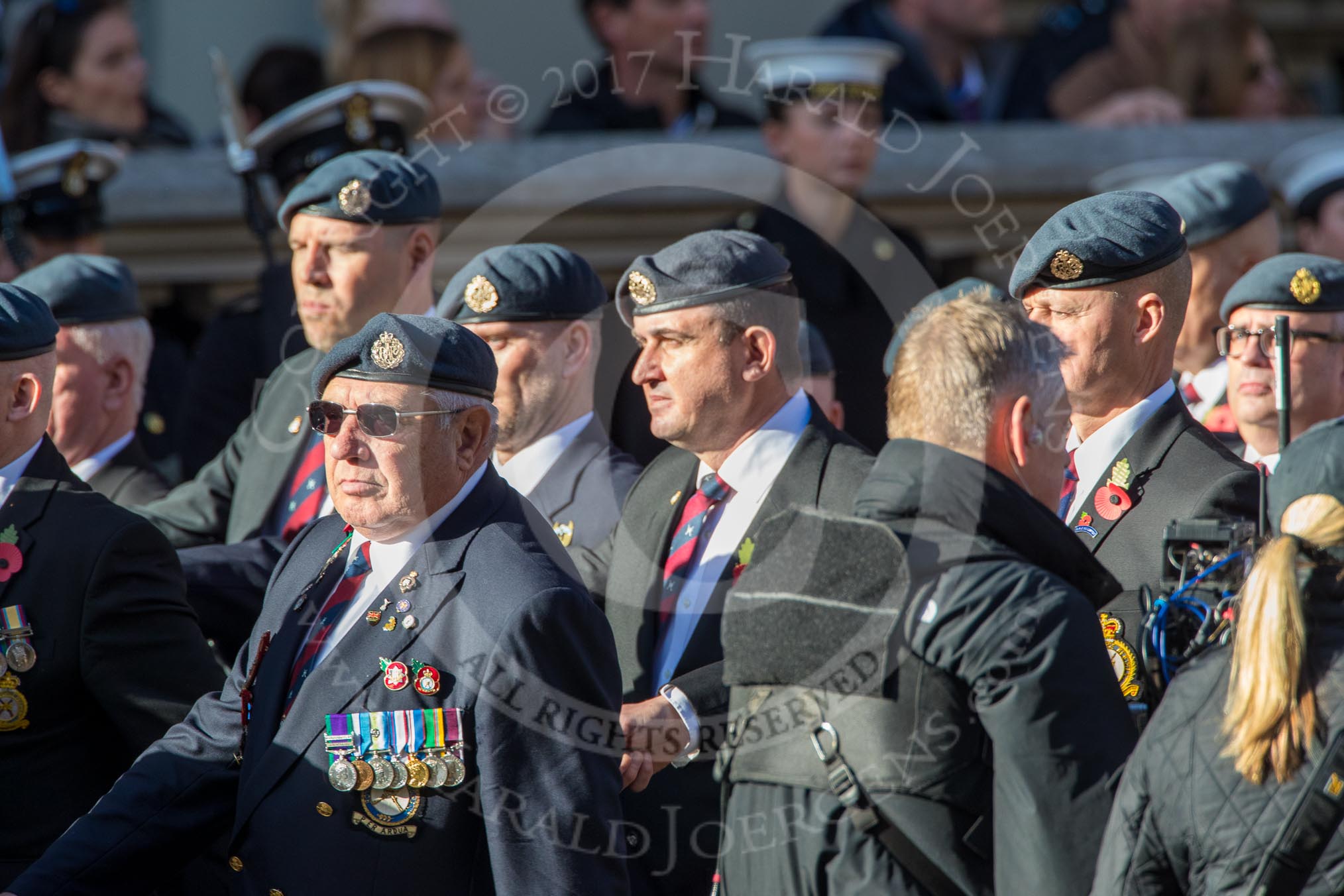 Royal Air Force Regiment Association (Group C3, 175 members) during the Royal British Legion March Past on Remembrance Sunday at the Cenotaph, Whitehall, Westminster, London, 11 November 2018, 12:15.