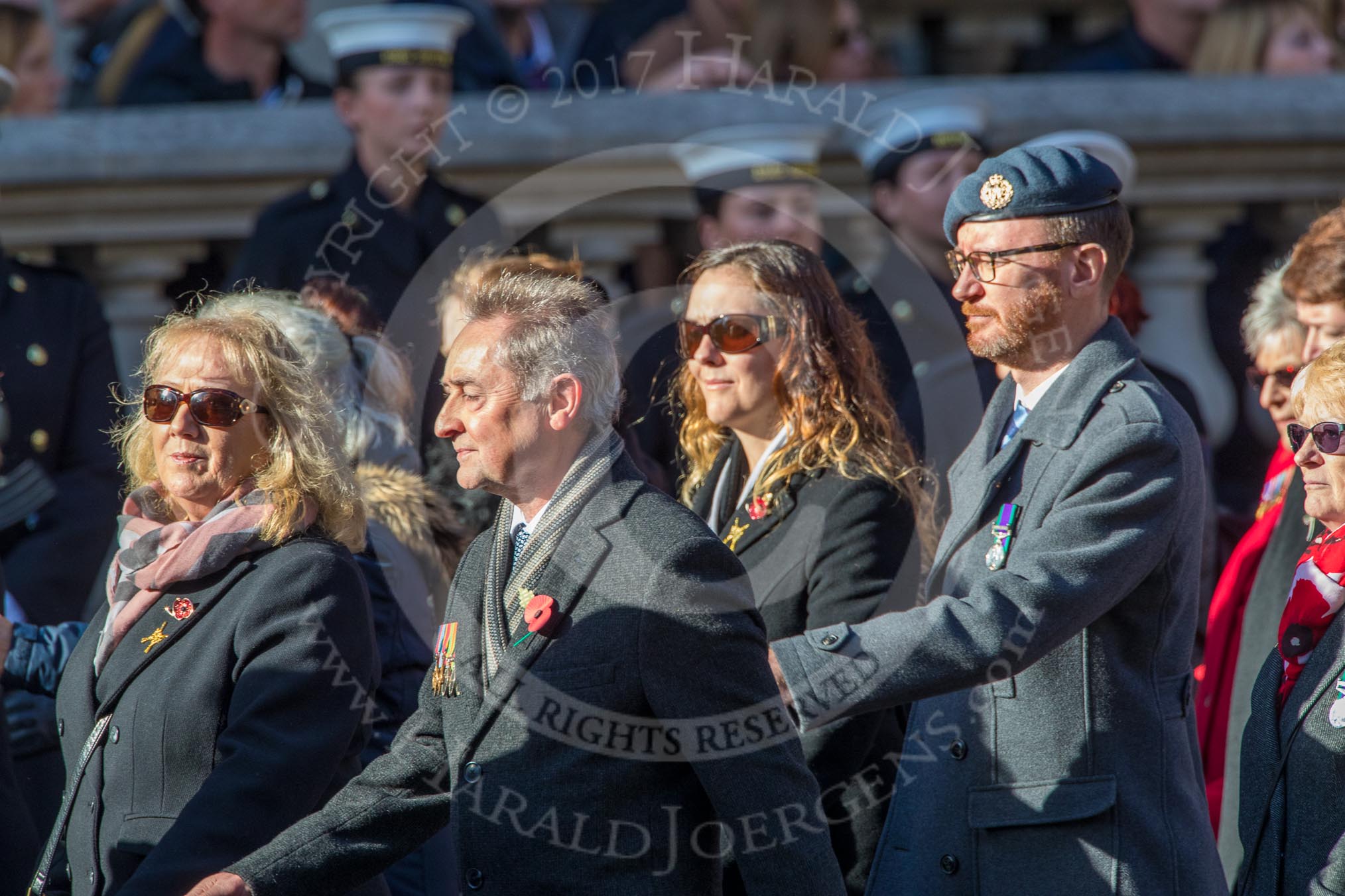 Royal Air Force Regiment Association (Group C3, 175 members) during the Royal British Legion March Past on Remembrance Sunday at the Cenotaph, Whitehall, Westminster, London, 11 November 2018, 12:15.
