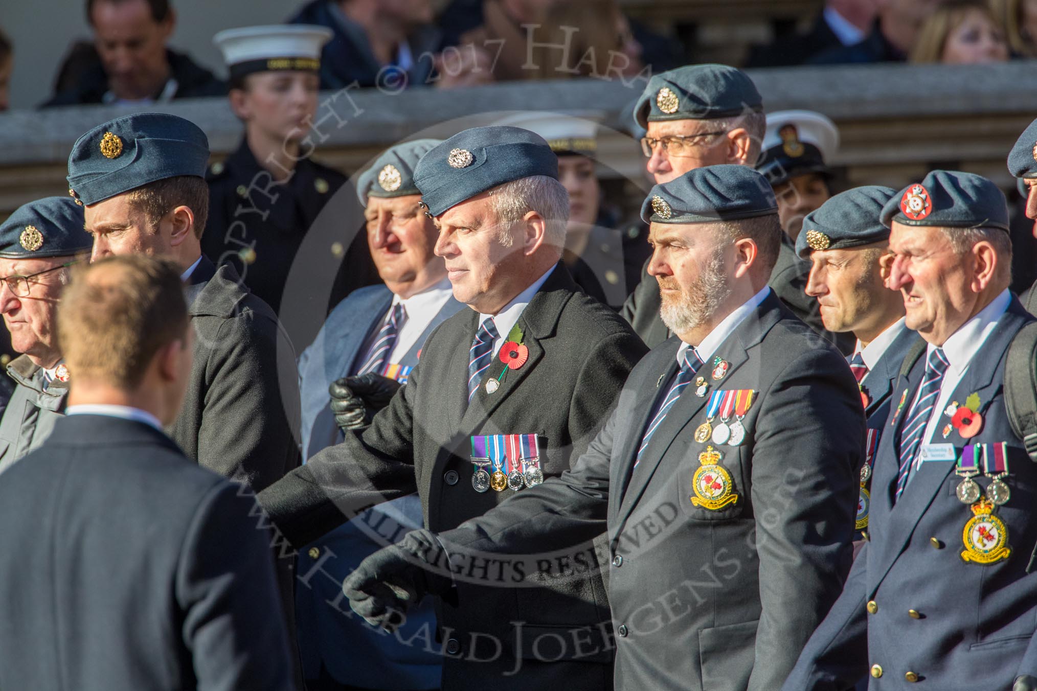 RAFDFSA (Group C11, 22 members) during the Royal British Legion March Past on Remembrance Sunday at the Cenotaph, Whitehall, Westminster, London, 11 November 2018, 12:16.