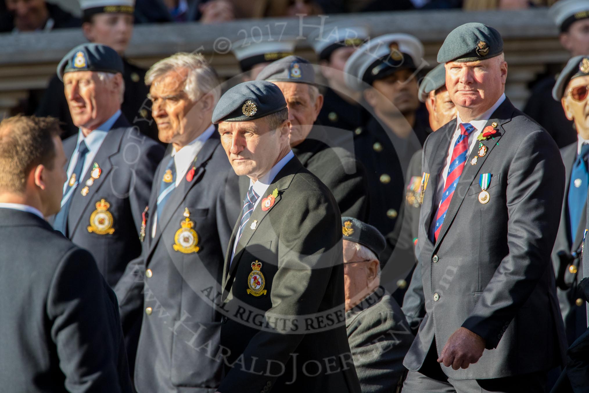 Royal Air Force Mountain Rescue Association (Group C12, 32 members) during the Royal British Legion March Past on Remembrance Sunday at the Cenotaph, Whitehall, Westminster, London, 11 November 2018, 12:16.