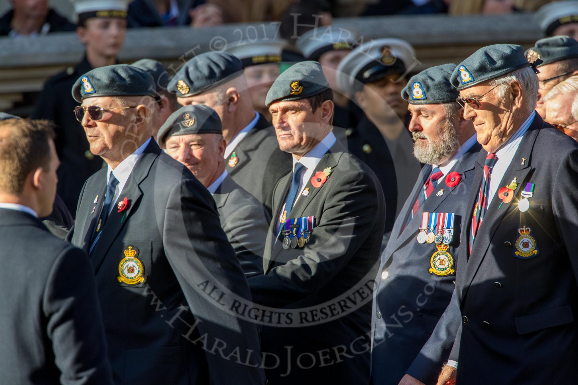 Royal Air Force Mountain Rescue Association (Group C12, 32 members) during the Royal British Legion March Past on Remembrance Sunday at the Cenotaph, Whitehall, Westminster, London, 11 November 2018, 12:16.