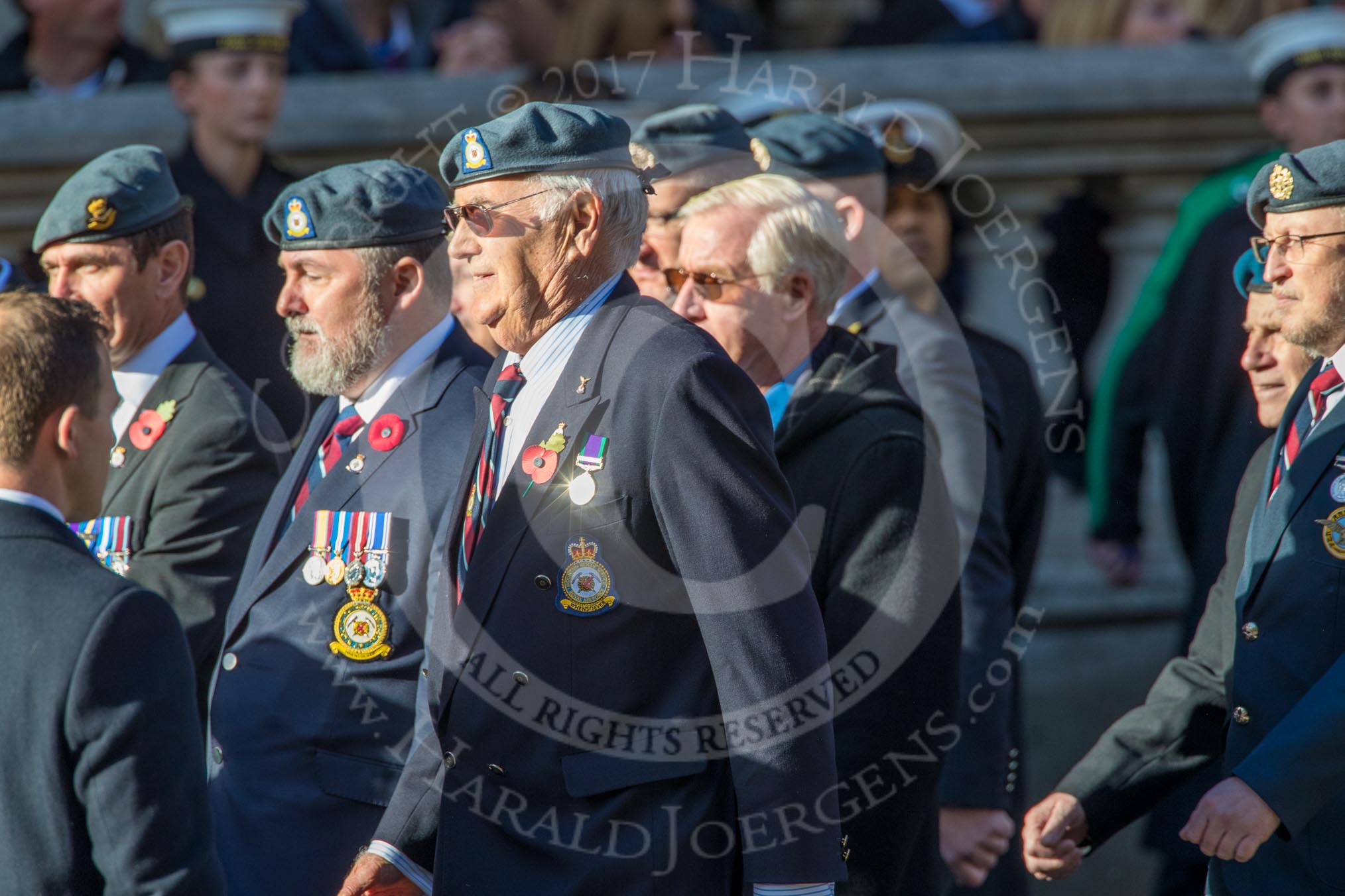 Royal Air Force Mountain Rescue Association (Group C12, 32 members) during the Royal British Legion March Past on Remembrance Sunday at the Cenotaph, Whitehall, Westminster, London, 11 November 2018, 12:16.