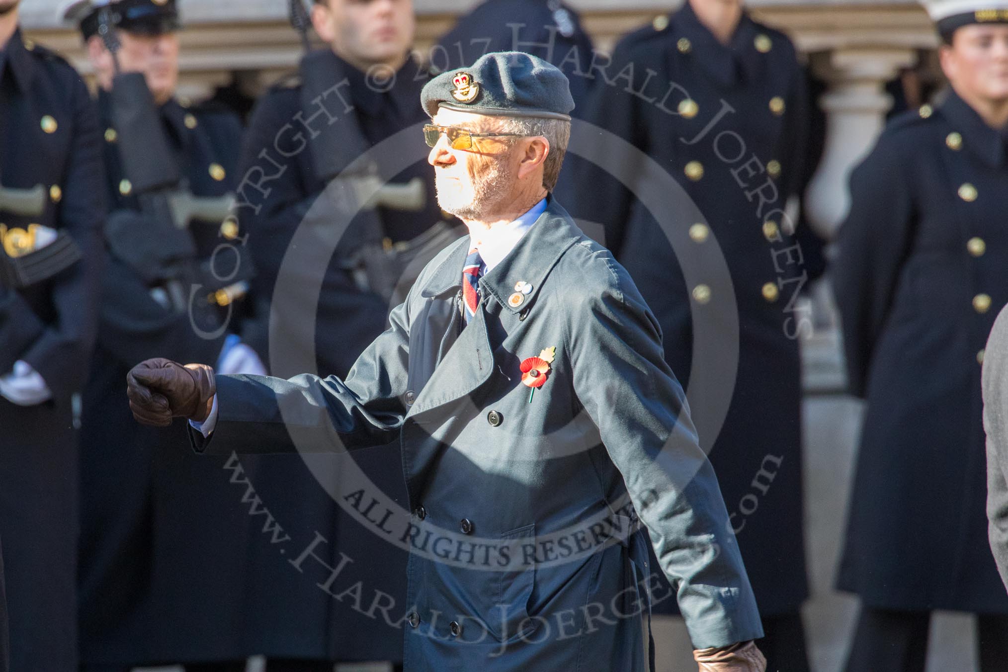 Royal Air Force Mountain Rescue Association (Group C12, 32 members) during the Royal British Legion March Past on Remembrance Sunday at the Cenotaph, Whitehall, Westminster, London, 11 November 2018, 12:16.