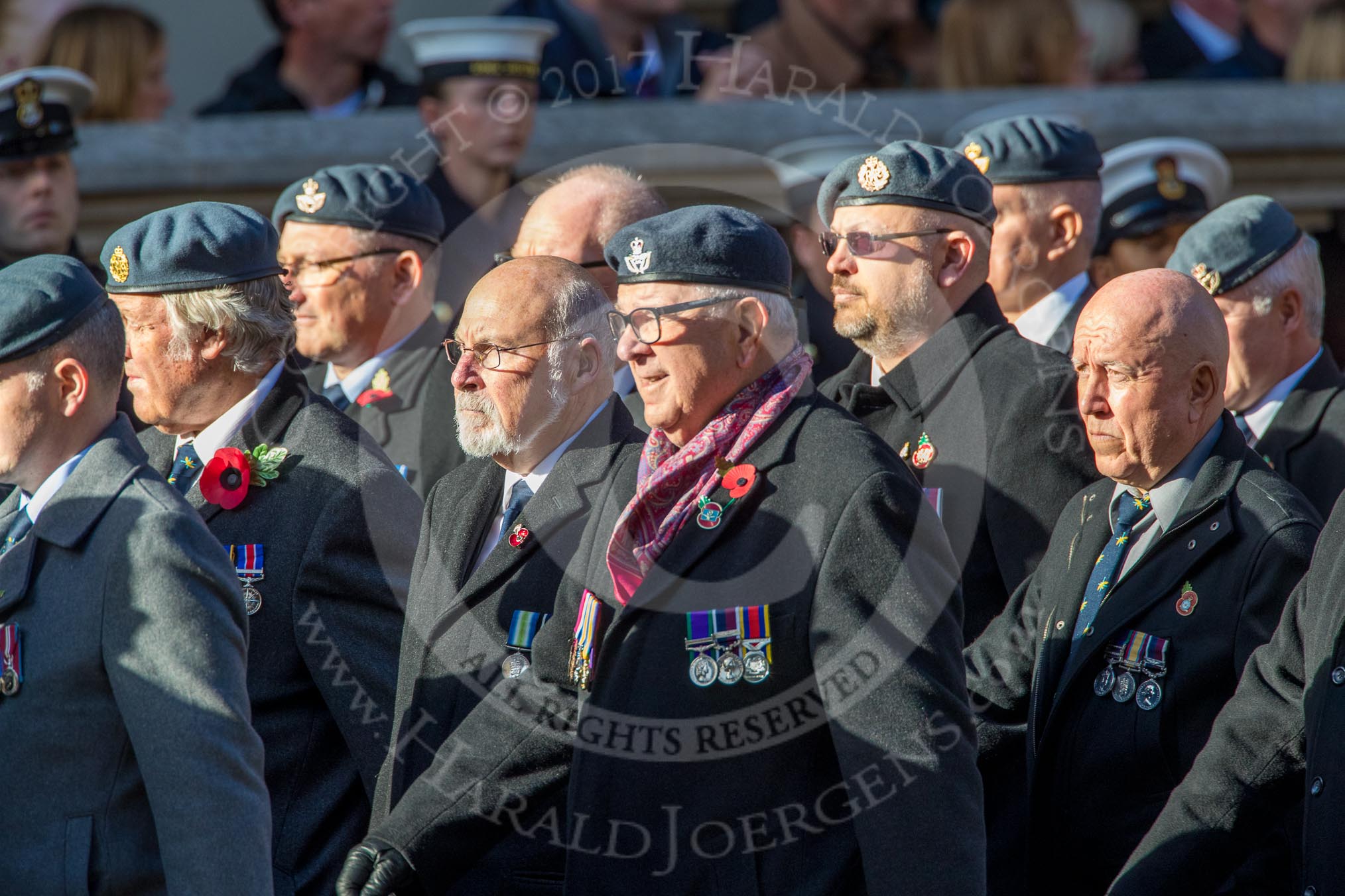 RAF Movements and Mobile Air Movements Squadrons Association (Group C15, 50 members) during the Royal British Legion March Past on Remembrance Sunday at the Cenotaph, Whitehall, Westminster, London, 11 November 2018, 12:16.