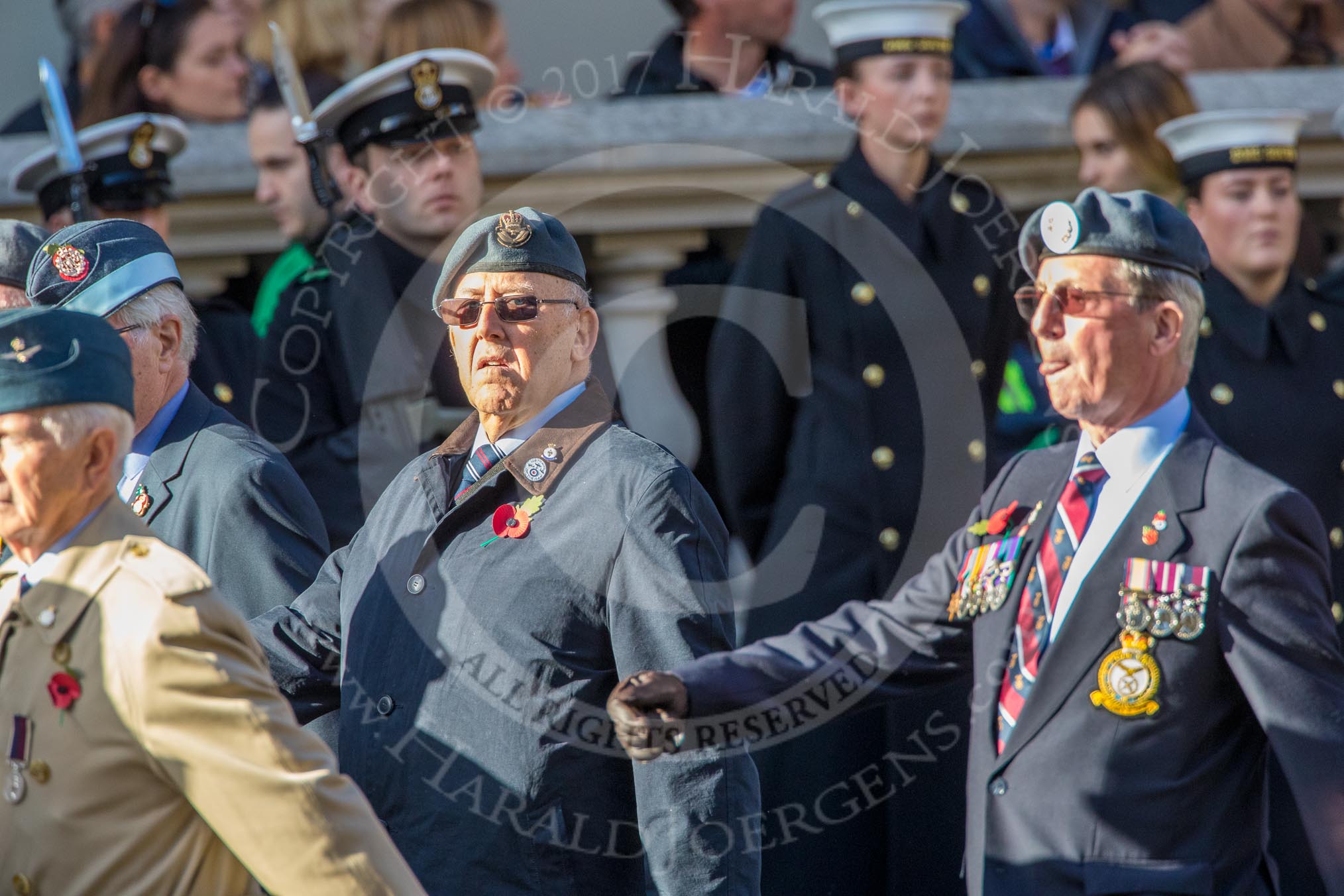 Federation of Royal Air Force Apprentices and Boy Entrants (Group C20, 68 members) during the Royal British Legion March Past on Remembrance Sunday at the Cenotaph, Whitehall, Westminster, London, 11 November 2018, 12:17.