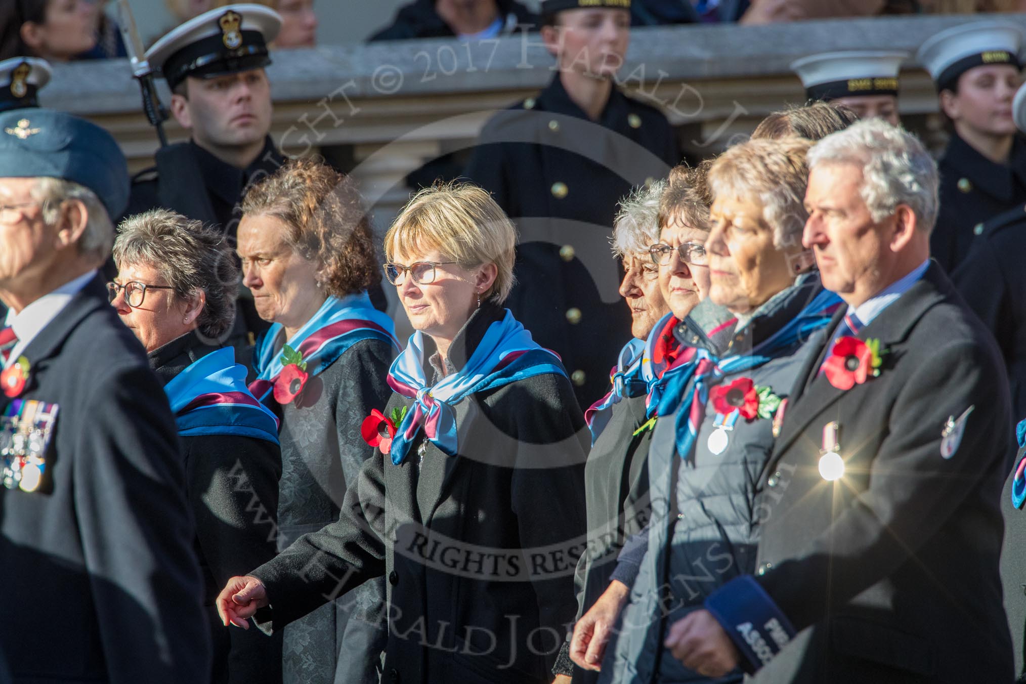 Princess Mary's Royal Air Force Nursing Association (Group C22, 38 members) during the Royal British Legion March Past on Remembrance Sunday at the Cenotaph, Whitehall, Westminster, London, 11 November 2018, 12:17.