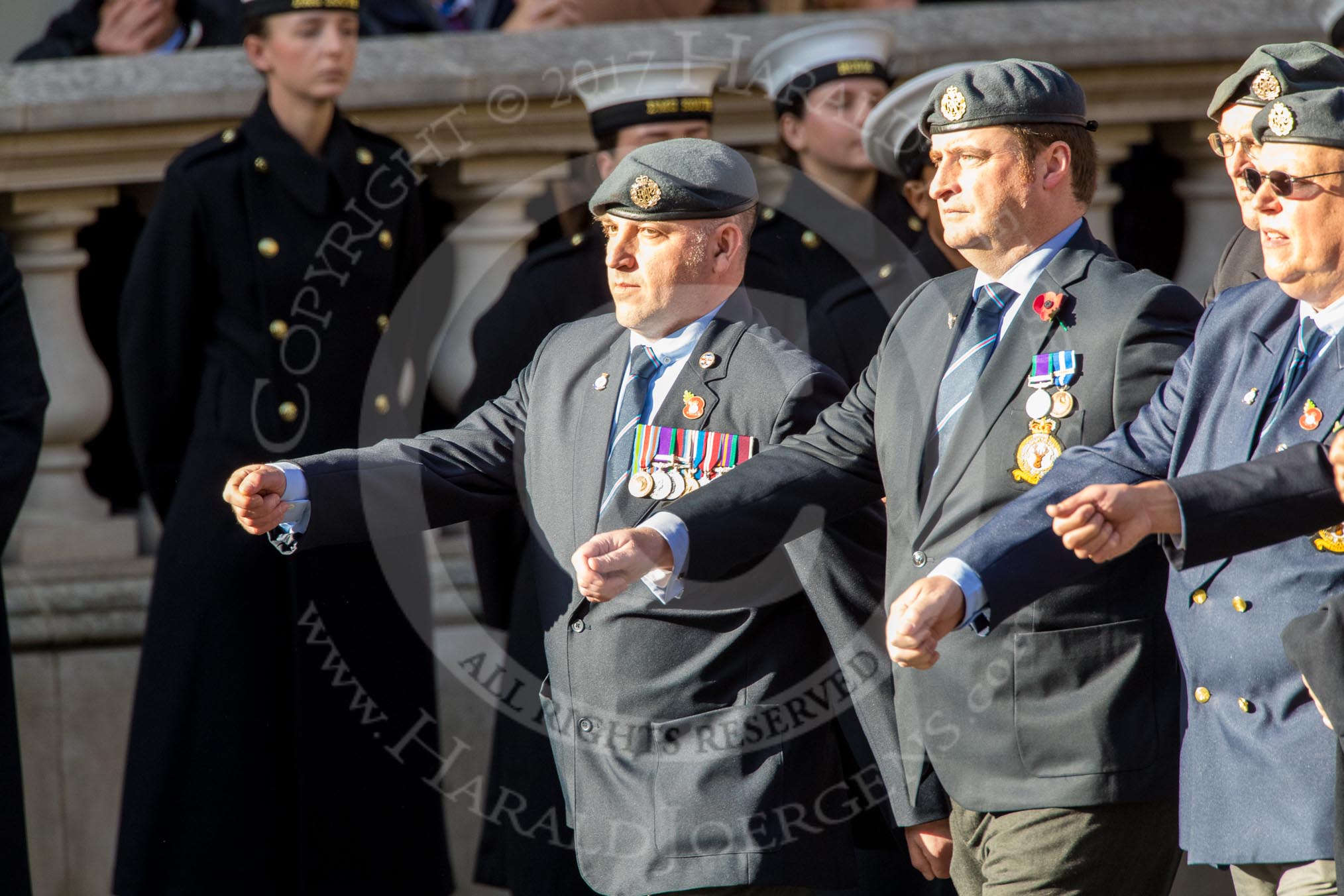 33 Squadron Association - RAF (Group C24, 23 members) during the Royal British Legion March Past on Remembrance Sunday at the Cenotaph, Whitehall, Westminster, London, 11 November 2018, 12:18.