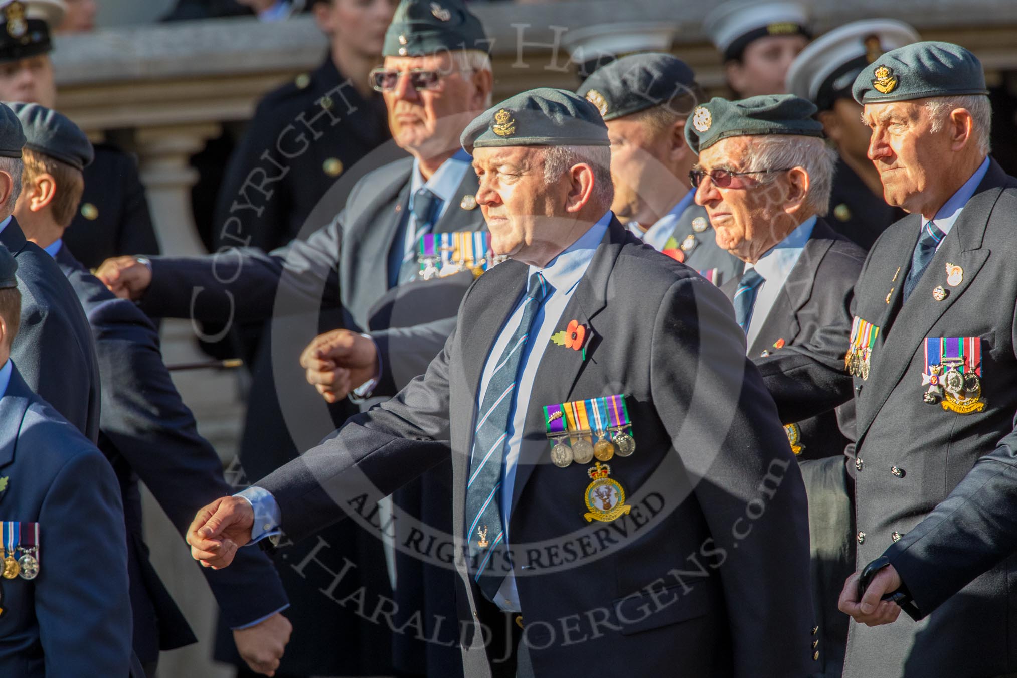 33 Squadron Association - RAF (Group C24, 23 members) during the Royal British Legion March Past on Remembrance Sunday at the Cenotaph, Whitehall, Westminster, London, 11 November 2018, 12:18.