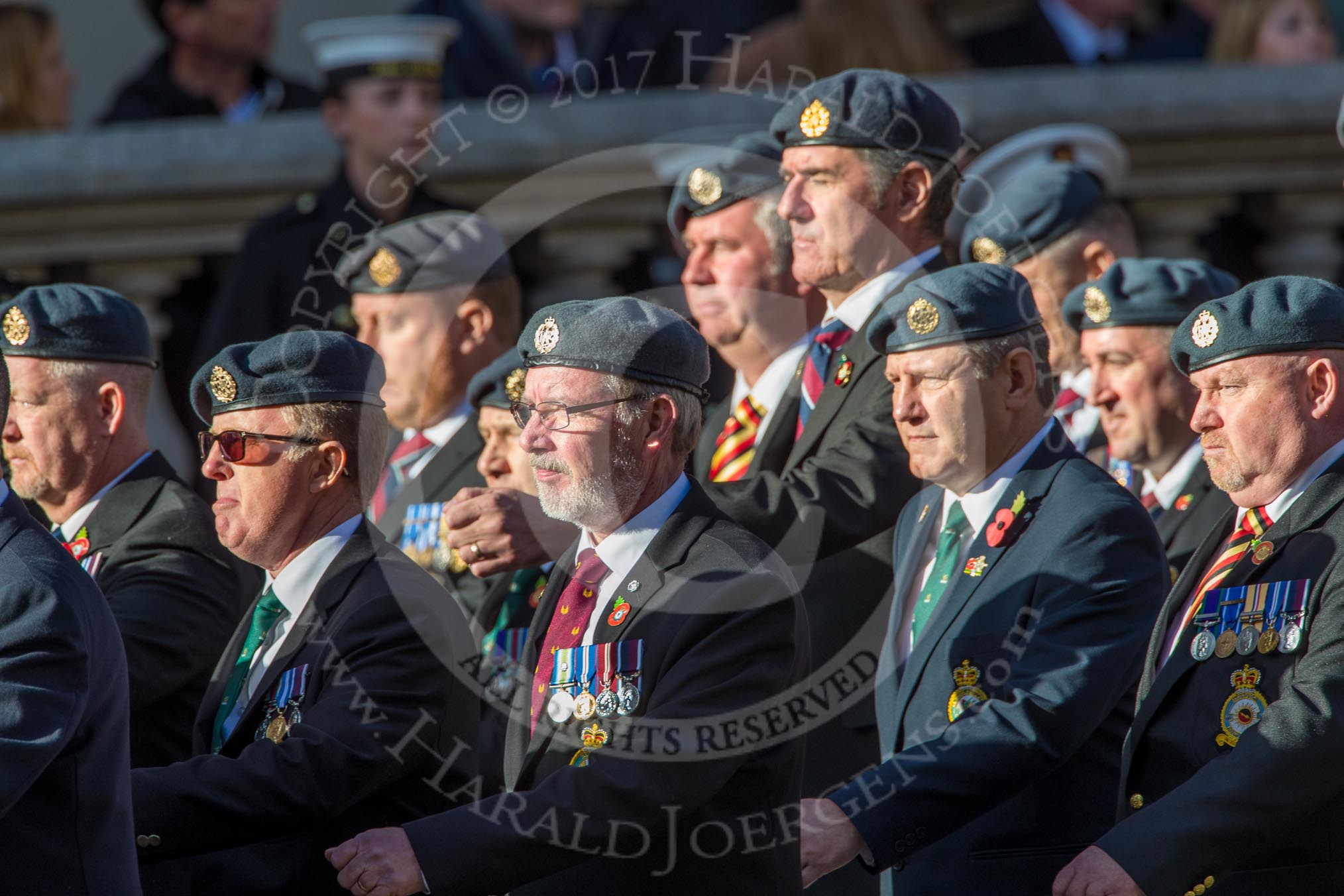 Harrier Force Association (Group C25, 100 members) during the Royal British Legion March Past on Remembrance Sunday at the Cenotaph, Whitehall, Westminster, London, 11 November 2018, 12:18.