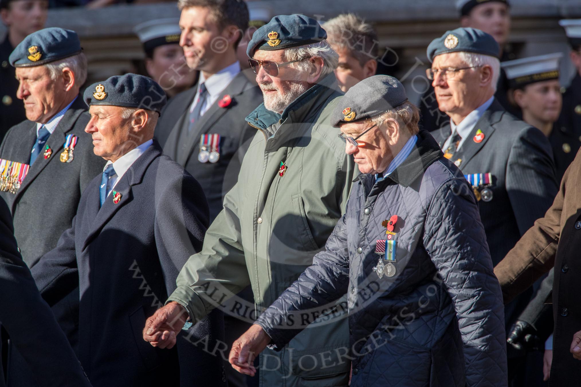 PJI Canopy Club Association (Group C32, 22 members) during the Royal British Legion March Past on Remembrance Sunday at the Cenotaph, Whitehall, Westminster, London, 11 November 2018, 12:19.