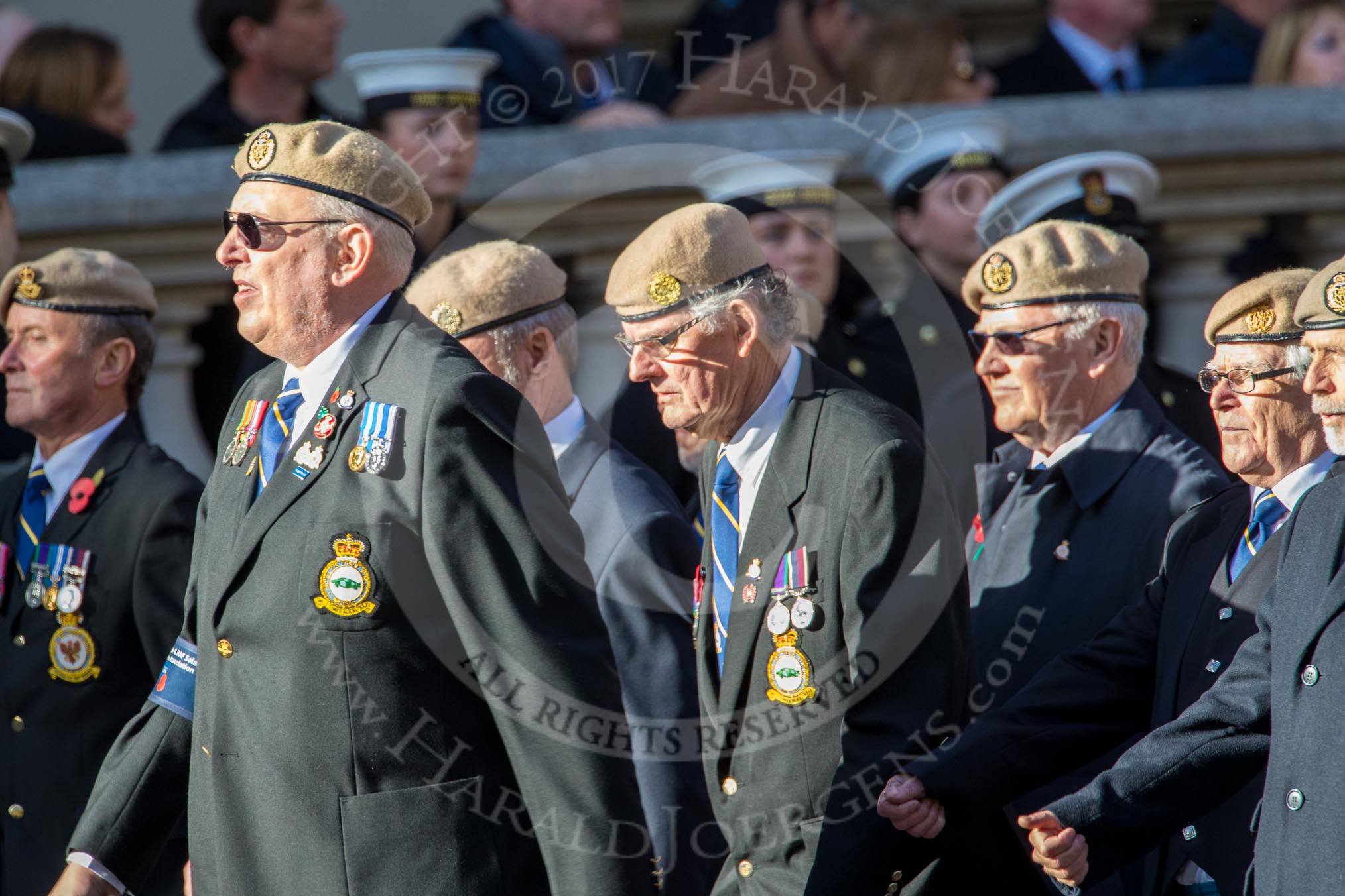 The RAF Masirah & RAF Salalah Veterans Association (Group C35, 20 members) during the Royal British Legion March Past on Remembrance Sunday at the Cenotaph, Whitehall, Westminster, London, 11 November 2018, 12:19.