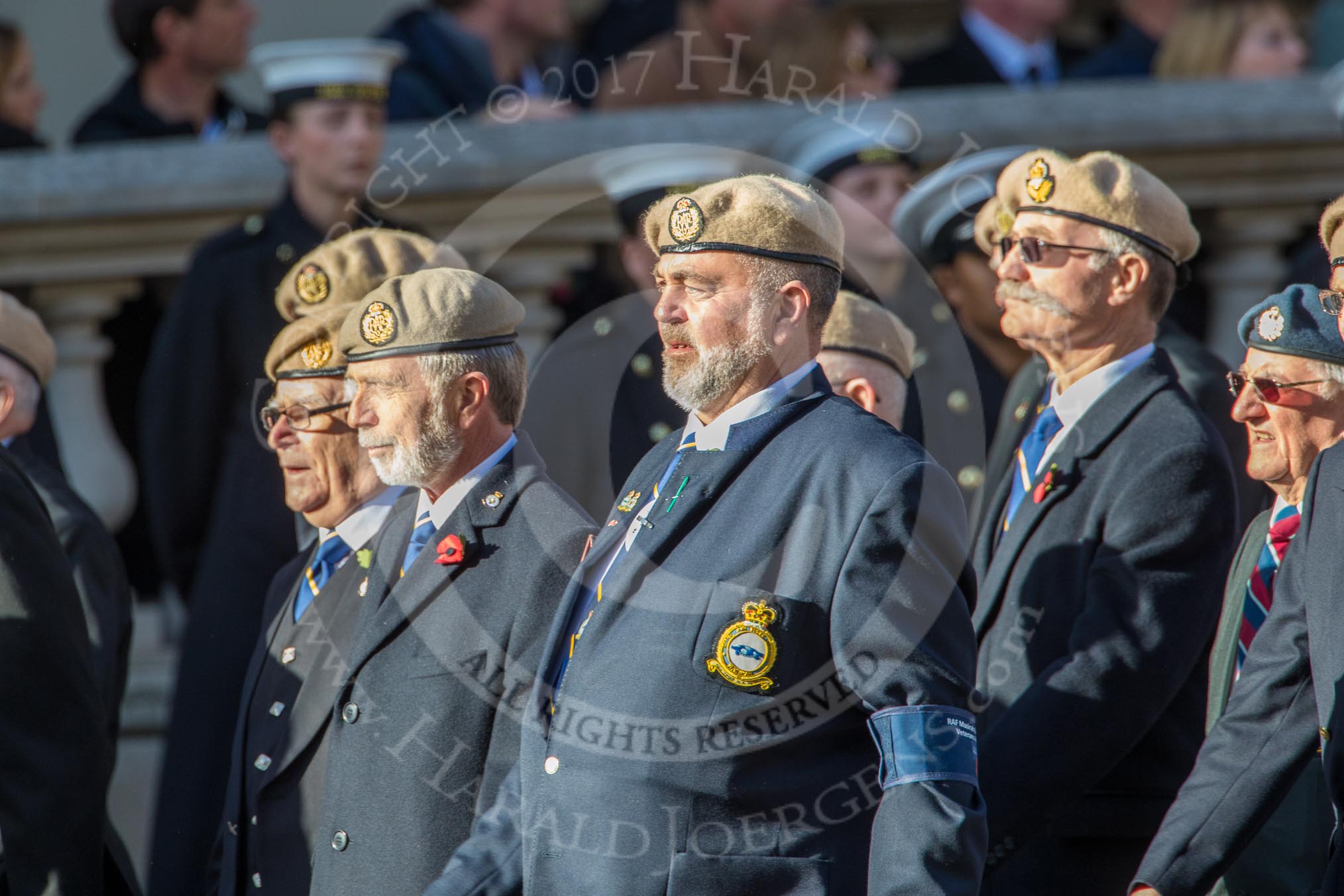 The RAF Masirah & RAF Salalah Veterans Association (Group C35, 20 members) during the Royal British Legion March Past on Remembrance Sunday at the Cenotaph, Whitehall, Westminster, London, 11 November 2018, 12:19.