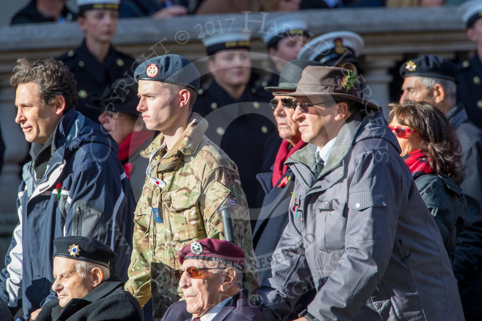 Association  of Jewish Ex-Servicemen and Women (Group D4, 27 members) during the Royal British Legion March Past on Remembrance Sunday at the Cenotaph, Whitehall, Westminster, London, 11 November 2018, 12:21.