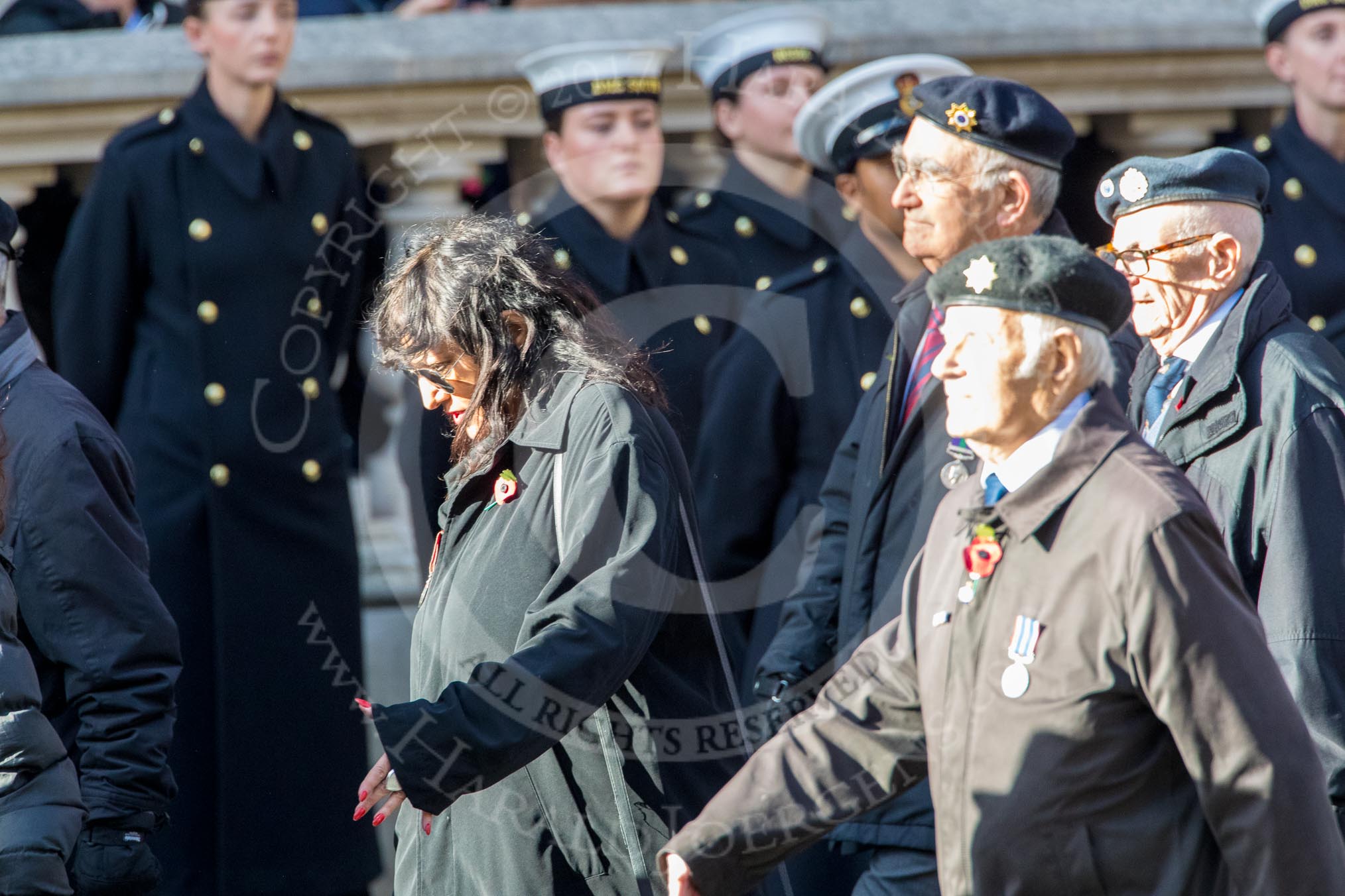 Association  of Jewish Ex-Servicemen and Women (Group D4, 27 members) during the Royal British Legion March Past on Remembrance Sunday at the Cenotaph, Whitehall, Westminster, London, 11 November 2018, 12:21.