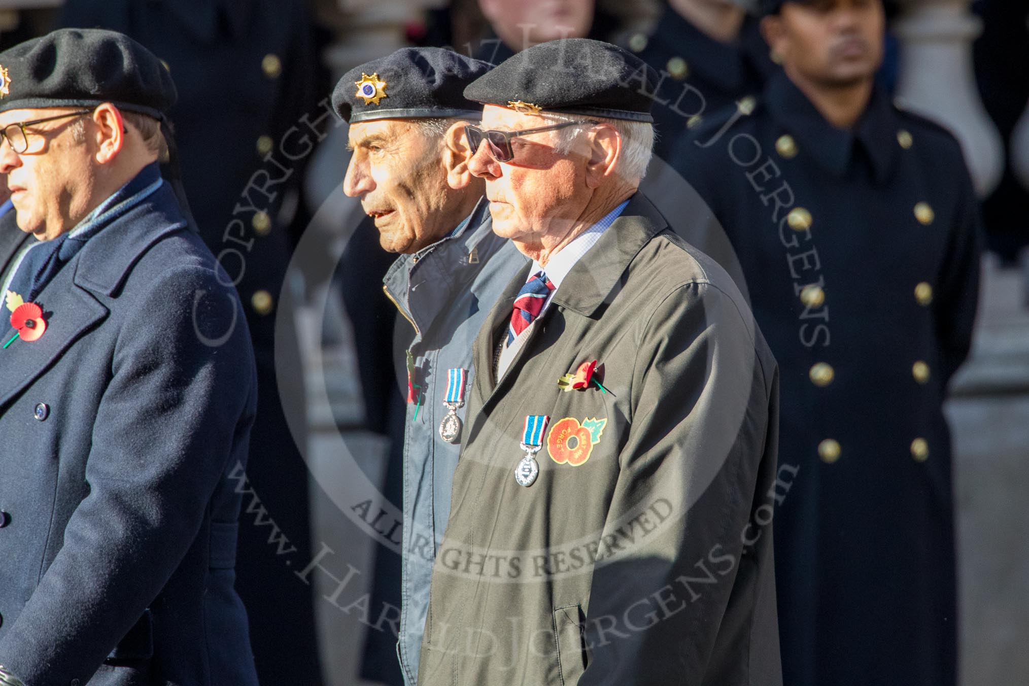 Association  of Jewish Ex-Servicemen and Women (Group D4, 27 members) during the Royal British Legion March Past on Remembrance Sunday at the Cenotaph, Whitehall, Westminster, London, 11 November 2018, 12:21.