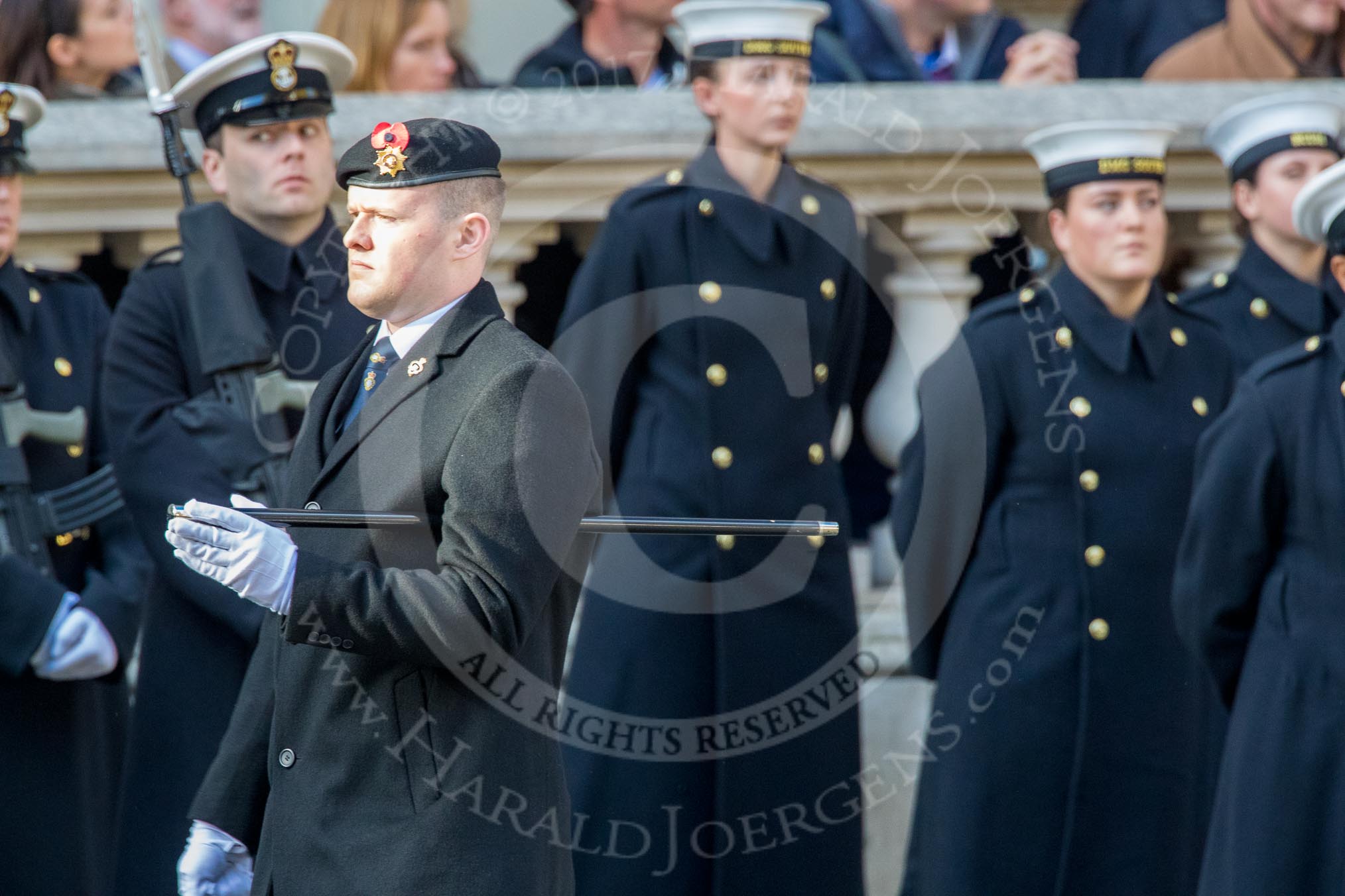 Commando Veterans Association  (Group D12, 42 members) during the Royal British Legion March Past on Remembrance Sunday at the Cenotaph, Whitehall, Westminster, London, 11 November 2018, 12:22.