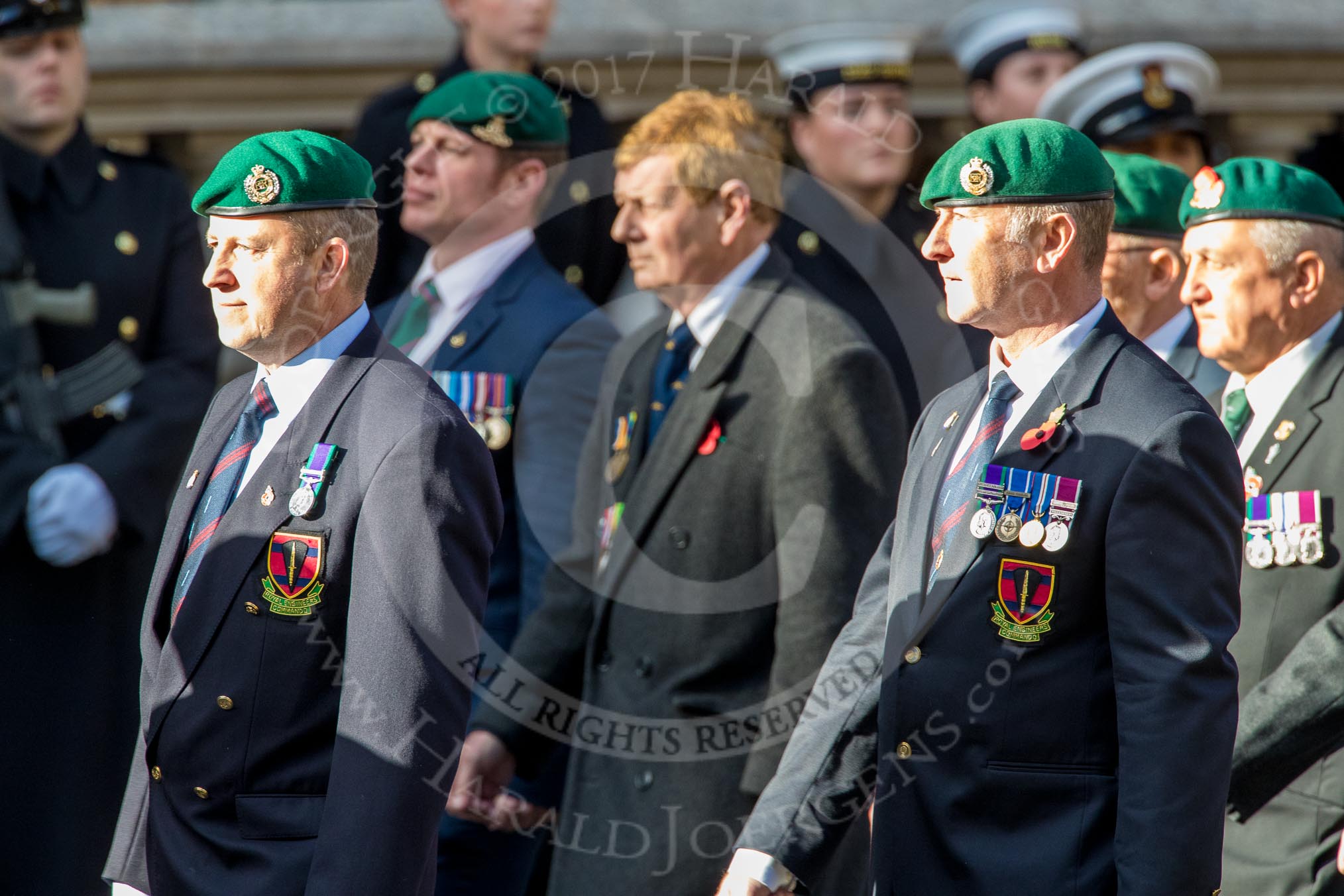 Commando Veterans Association  (Group D12, 42 members) during the Royal British Legion March Past on Remembrance Sunday at the Cenotaph, Whitehall, Westminster, London, 11 November 2018, 12:22..