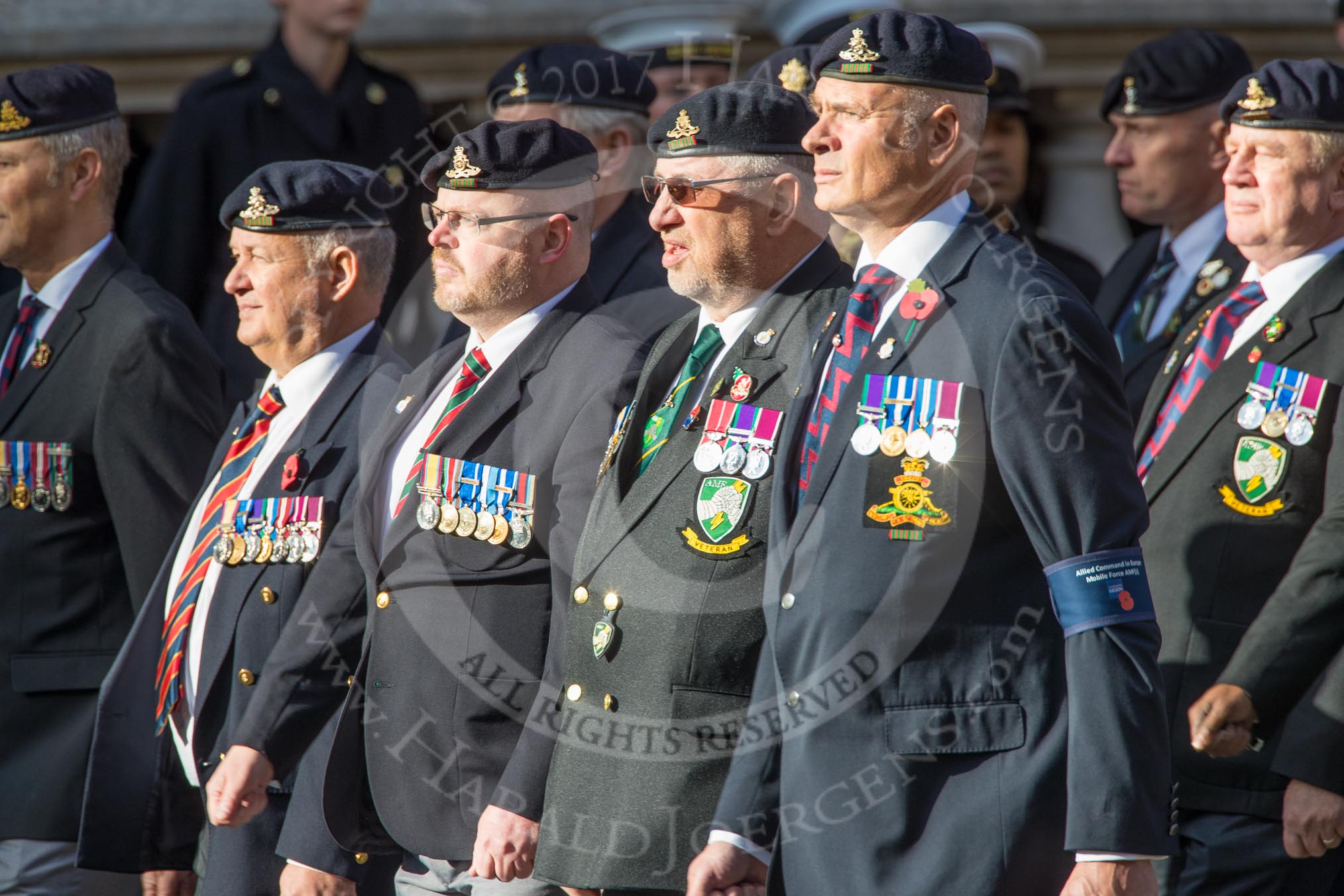Allied Command in Europe Mobile Force AMF(L) (Group D13, 61 members) during the Royal British Legion March Past on Remembrance Sunday at the Cenotaph, Whitehall, Westminster, London, 11 November 2018, 12:22.