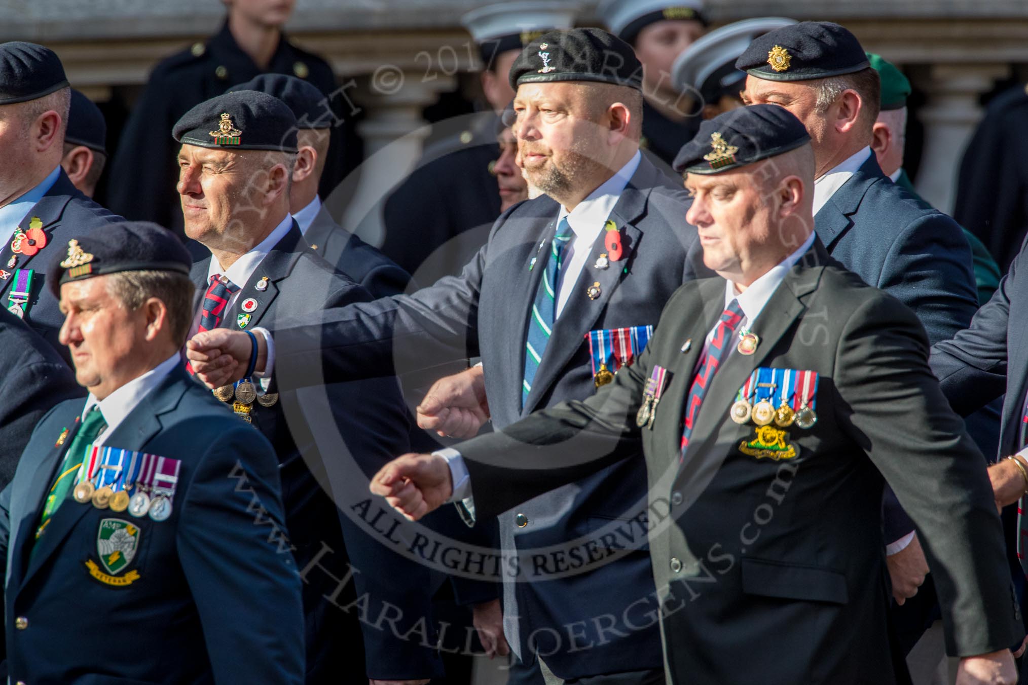 Allied Command in Europe Mobile Force AMF(L) (Group D13, 61 members) during the Royal British Legion March Past on Remembrance Sunday at the Cenotaph, Whitehall, Westminster, London, 11 November 2018, 12:22.